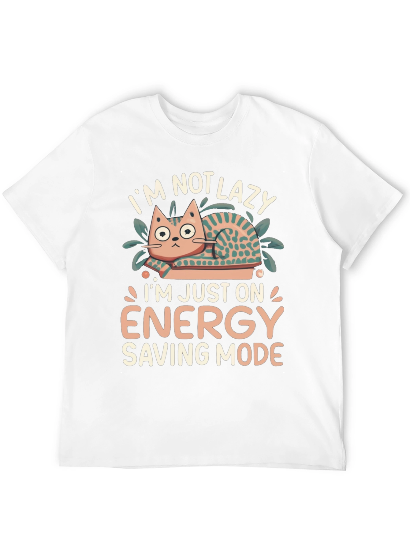 Lazy Cat Energy Saving Mode Graphic T-Shirt