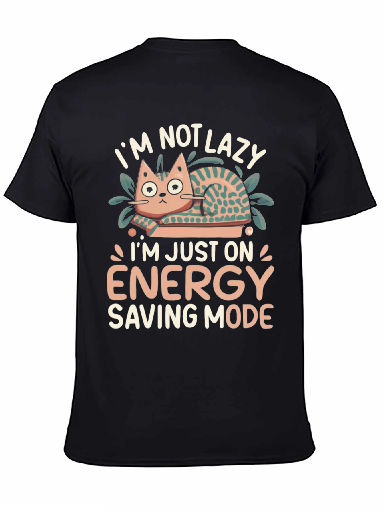 Lazy Cat Energy Saving Mode Graphic T-Shirt
