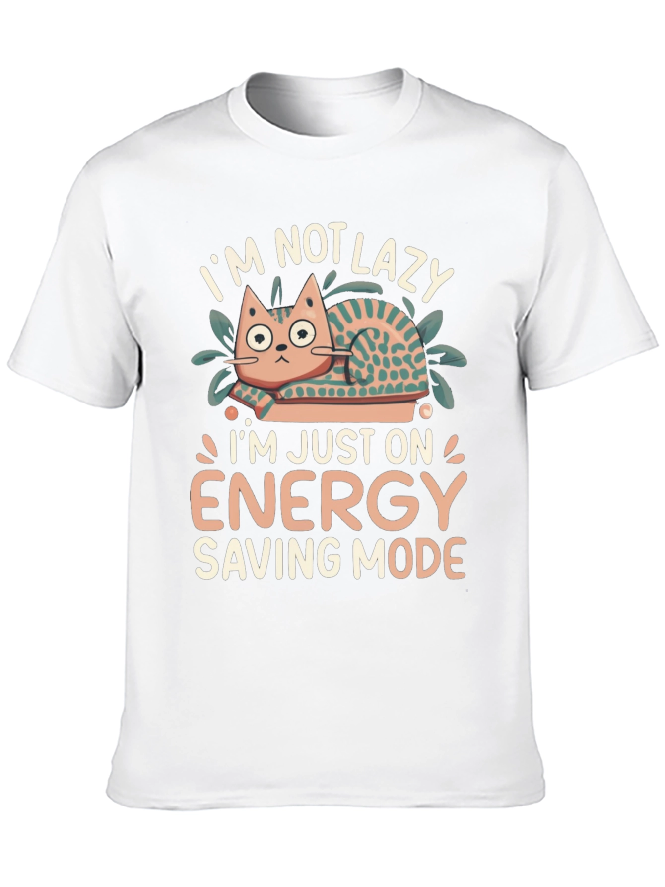 Lazy Cat Energy Saving Mode Graphic T-Shirt