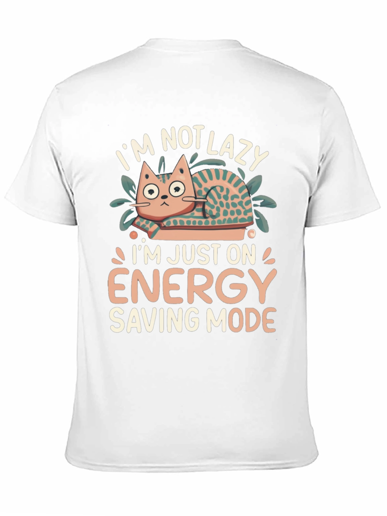 Lazy Cat Energy Saving Mode Graphic T-Shirt