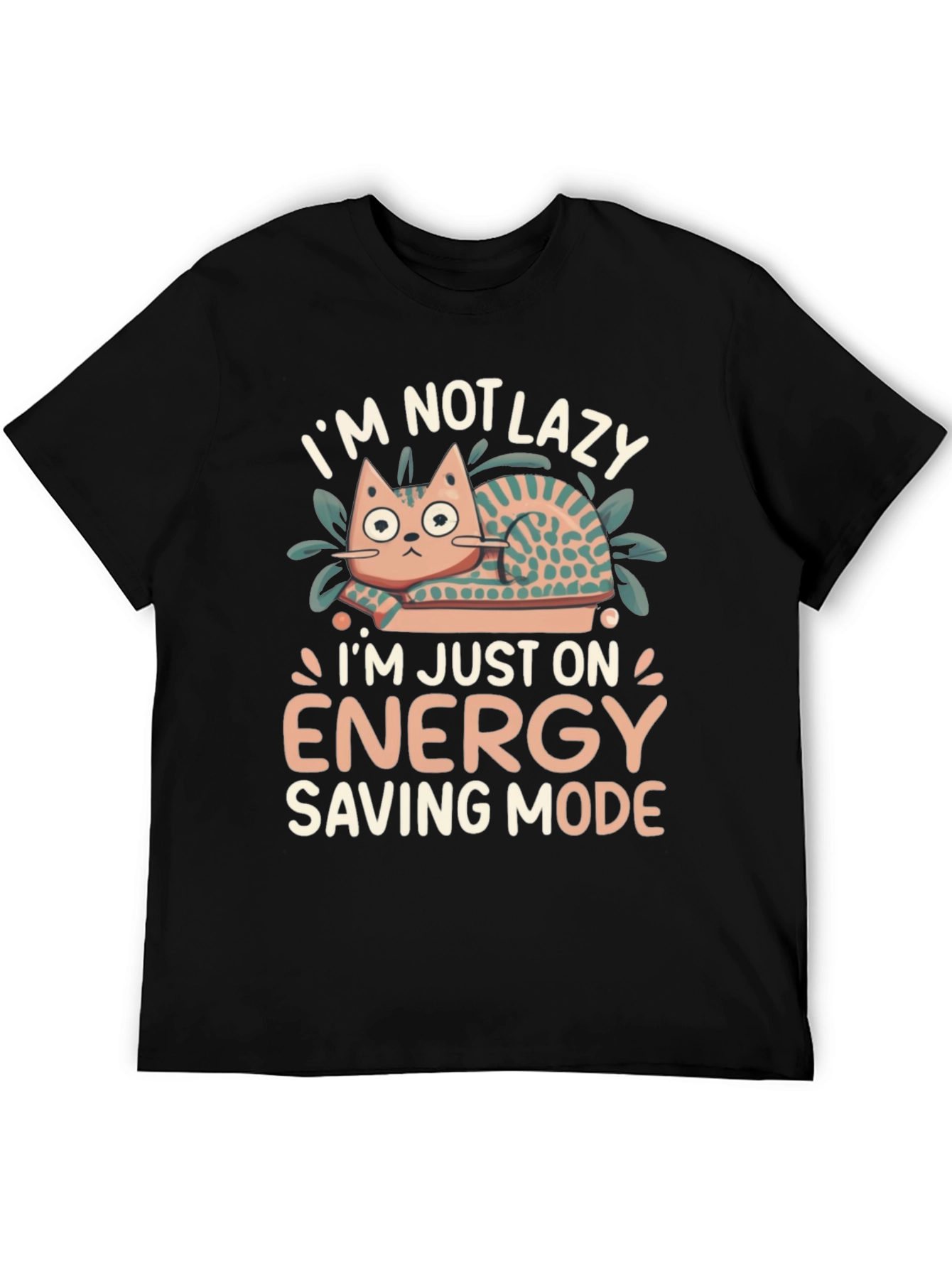 Lazy Cat Energy Saving Mode Graphic T-Shirt