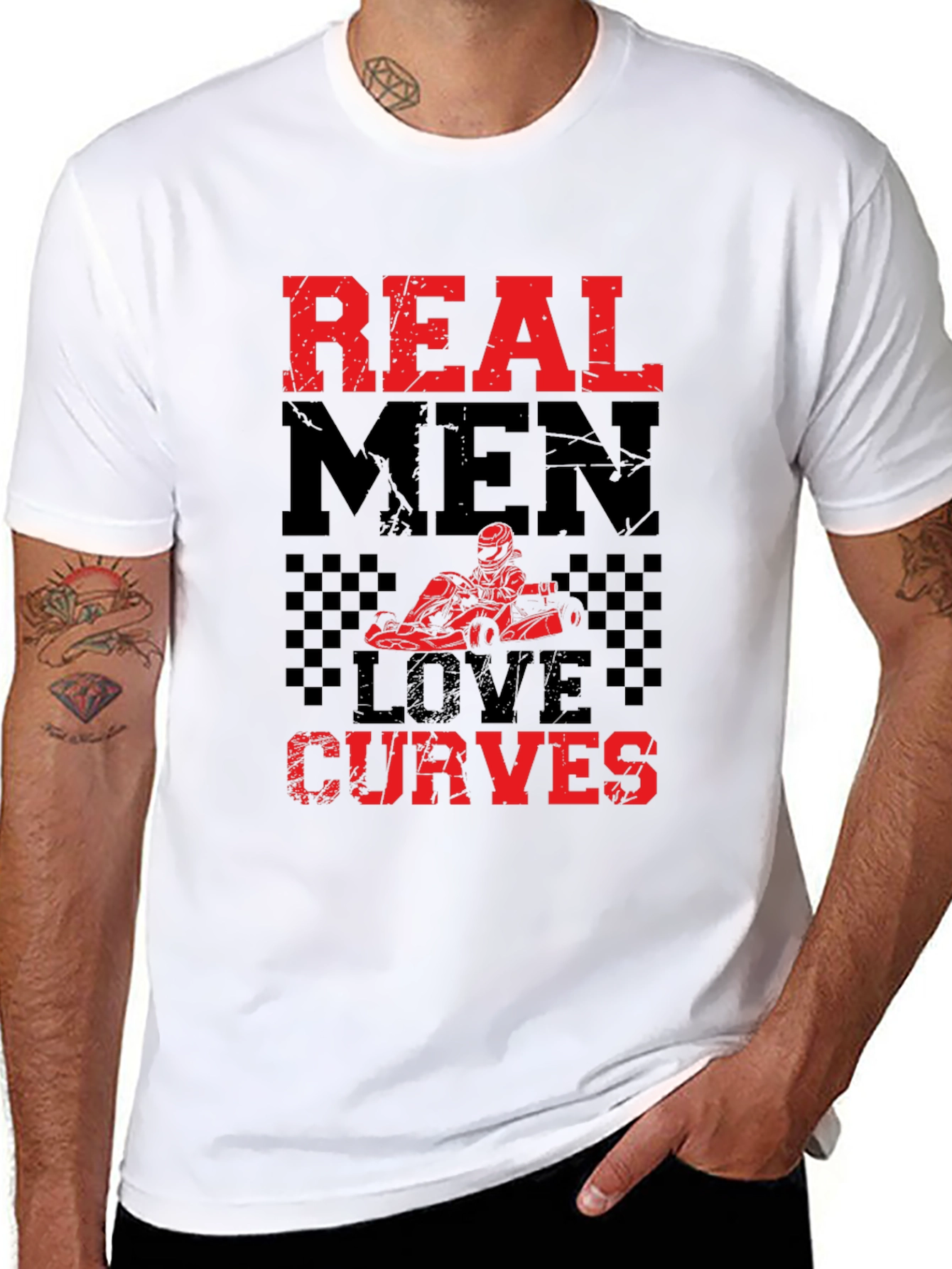 Real Men Love Curves T-Shirt - Go-Kart Racing Tee
