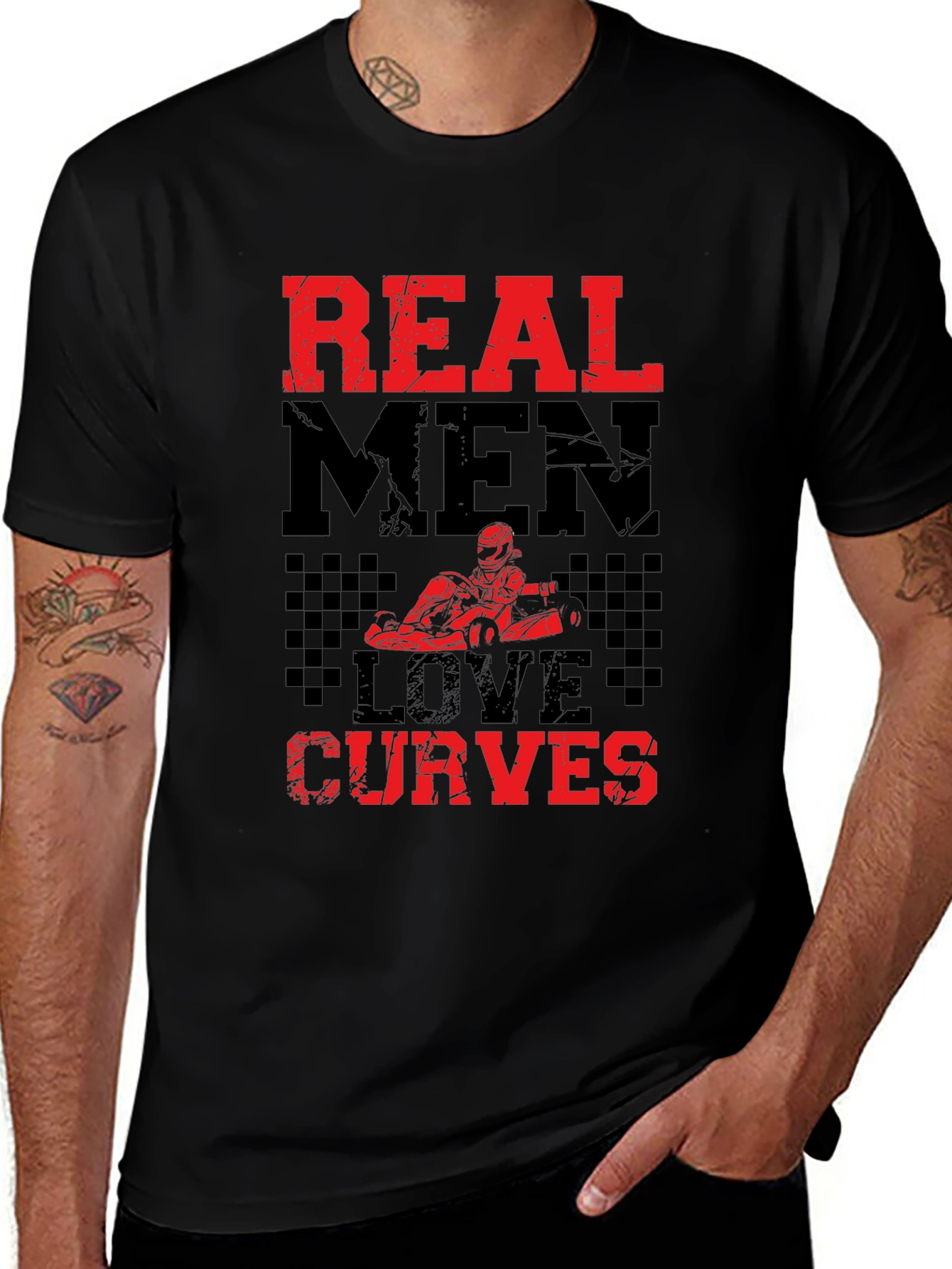 Real Men Love Curves T-Shirt - Go-Kart Racing Tee