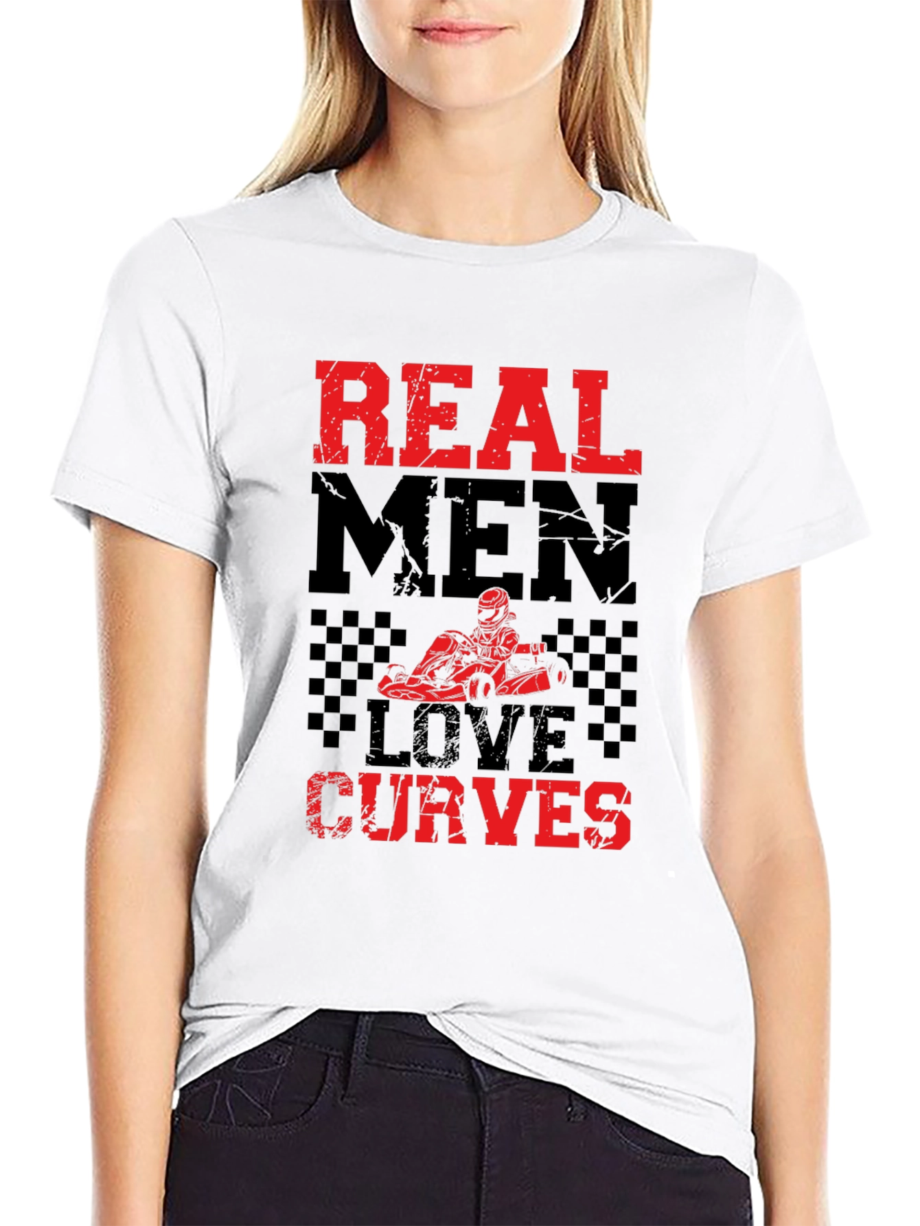 Real Men Love Curves T-Shirt - Go-Kart Racing Tee