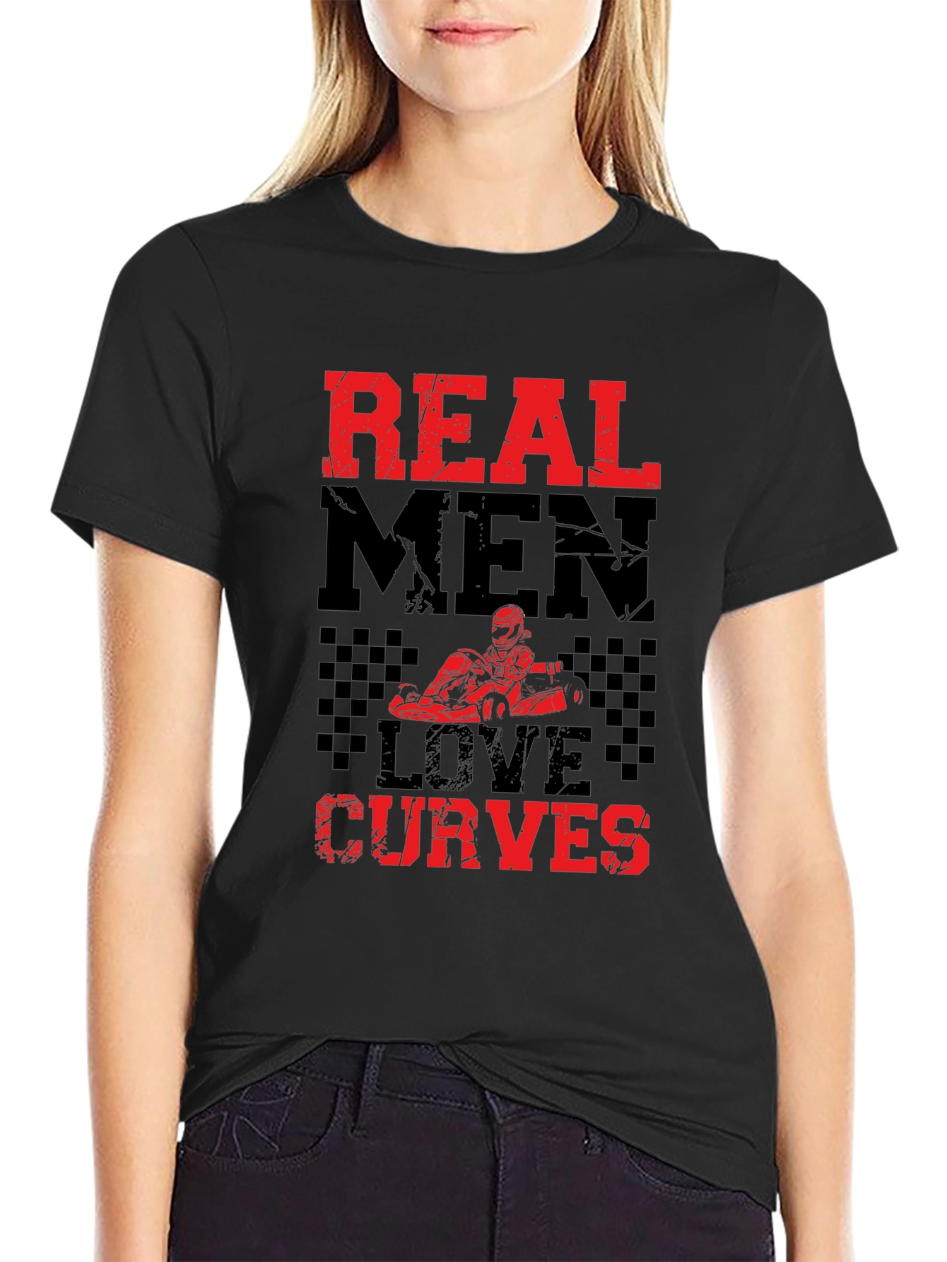 Real Men Love Curves T-Shirt - Go-Kart Racing Tee