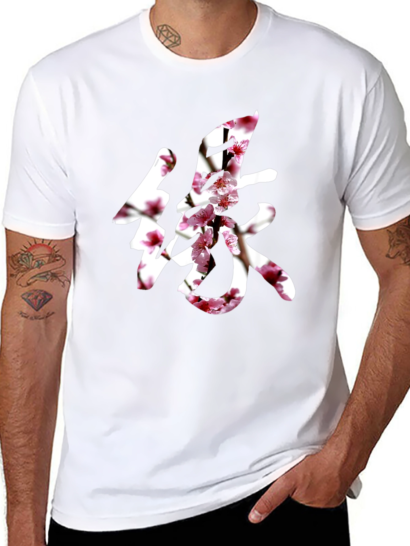 Floral Kanji Graphic T-Shirt