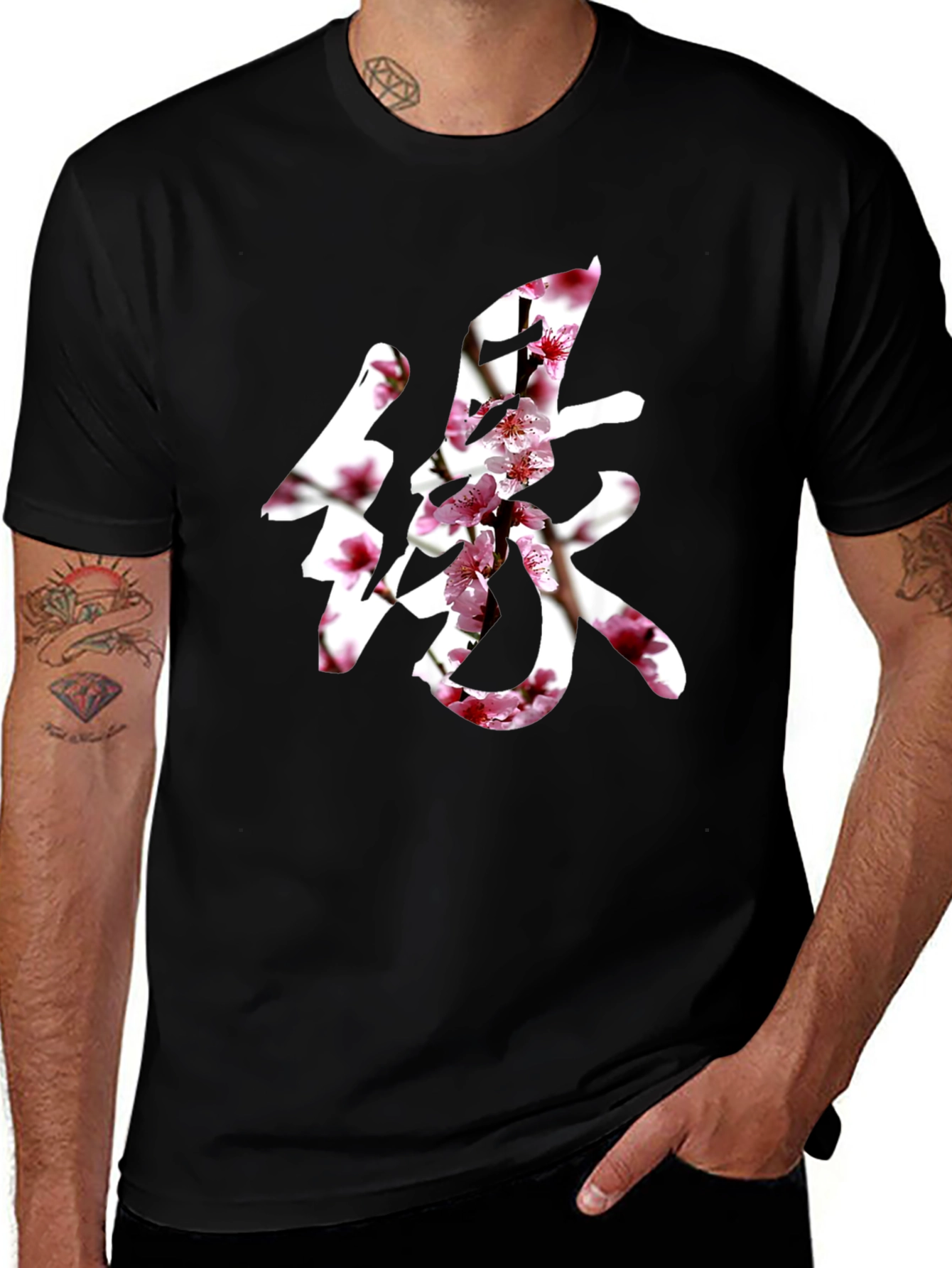 Floral Kanji Graphic T-Shirt