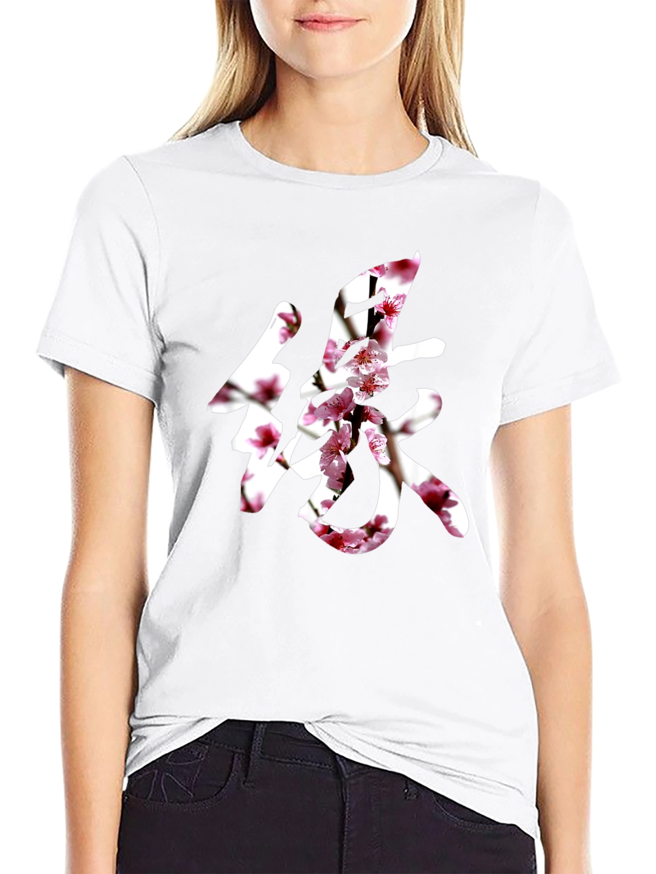 Floral Kanji Graphic T-Shirt