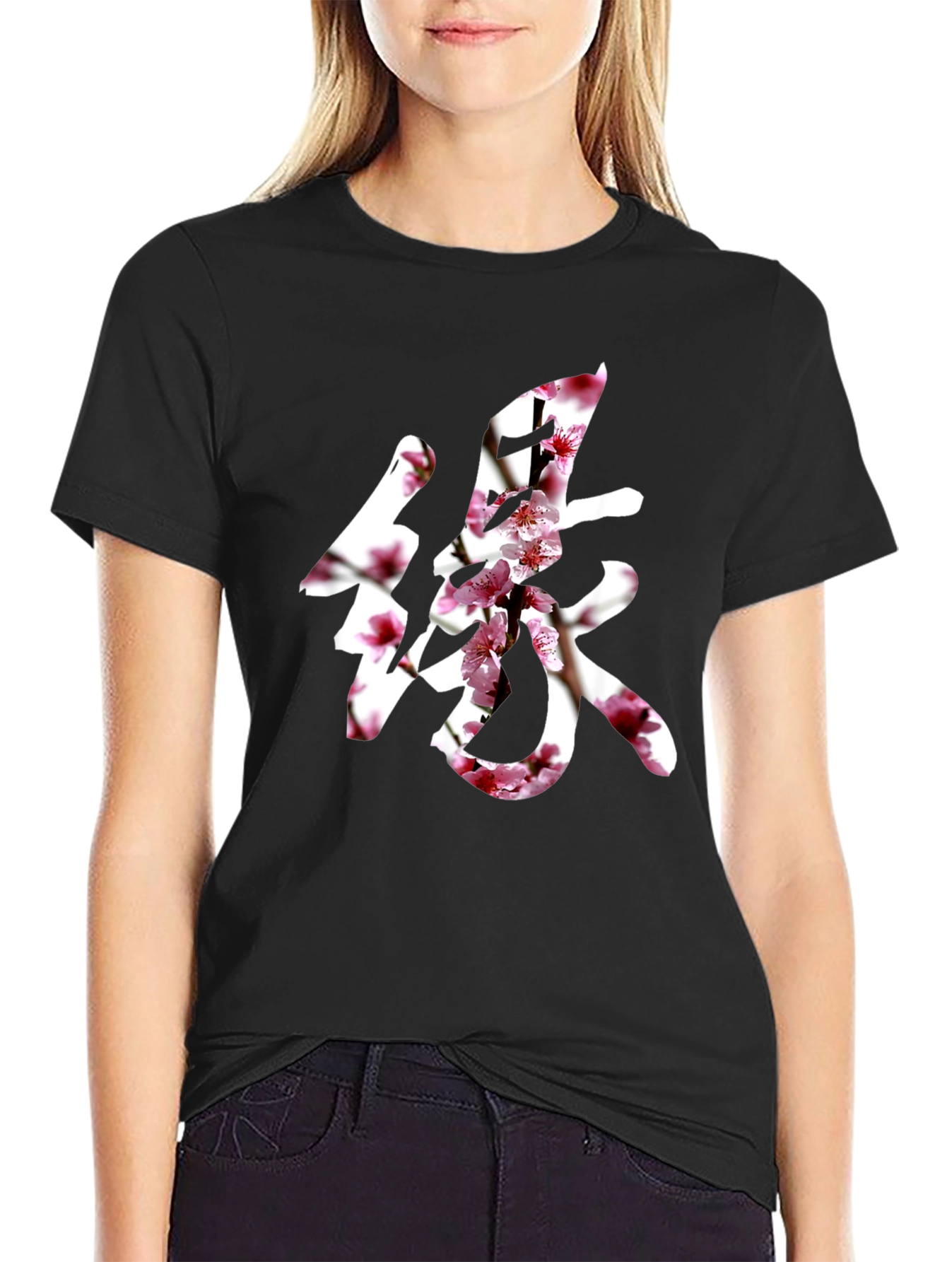 Floral Kanji Graphic T-Shirt
