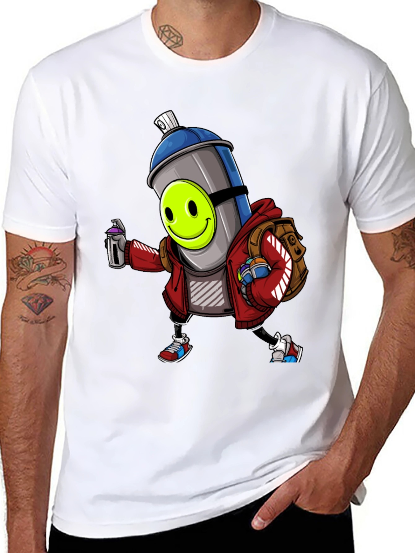 Cartoon Graffiti Spray Can T-Shirt