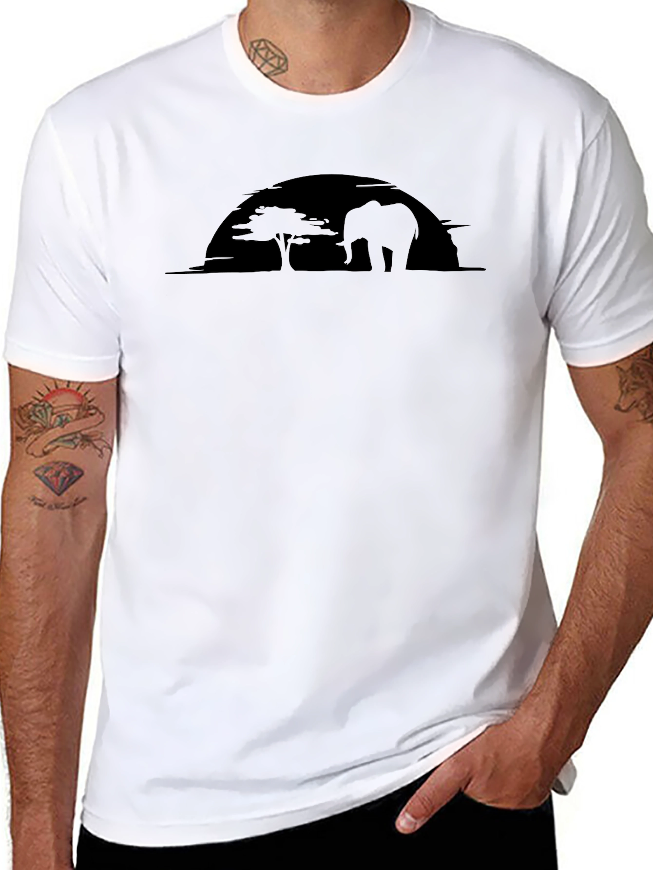Safari Sunset Graphic Tee - Black Cotton