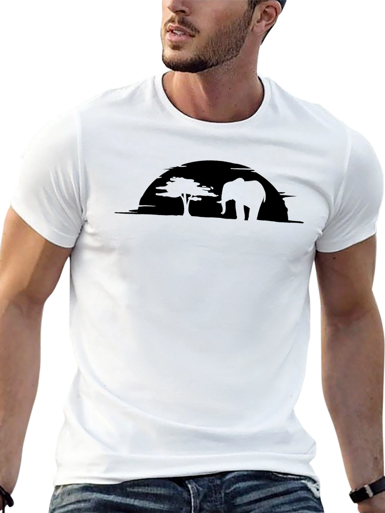 Safari Sunset Graphic Tee - Black Cotton