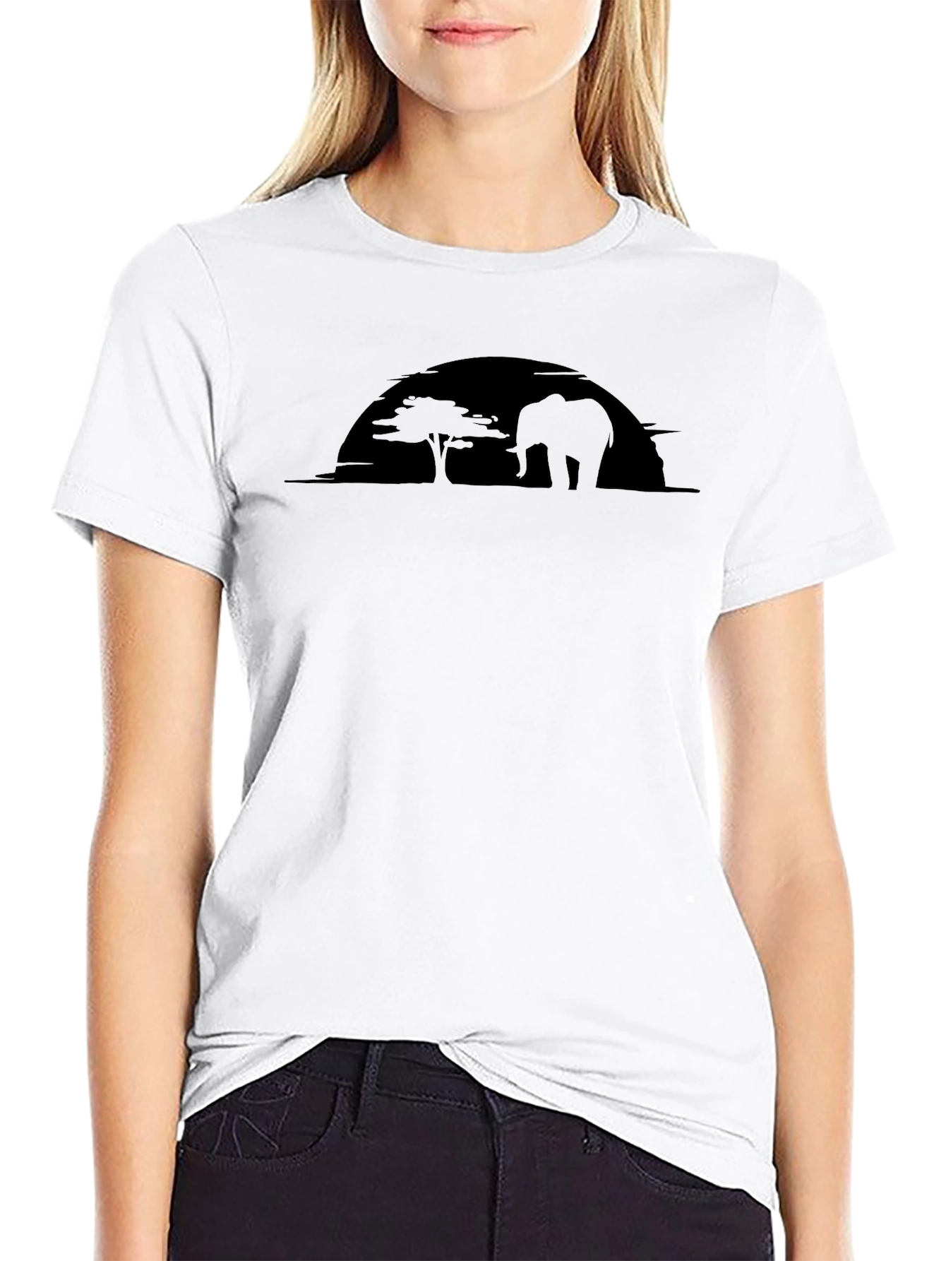 Safari Sunset Graphic Tee - Black Cotton