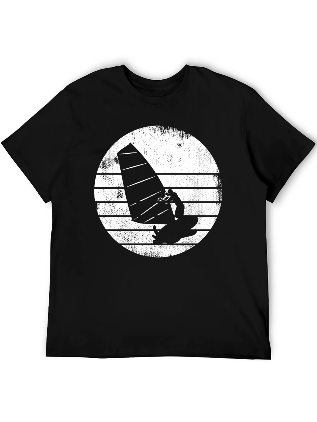 Windsurfer Graphic Tee - Black Cotton T-Shirt