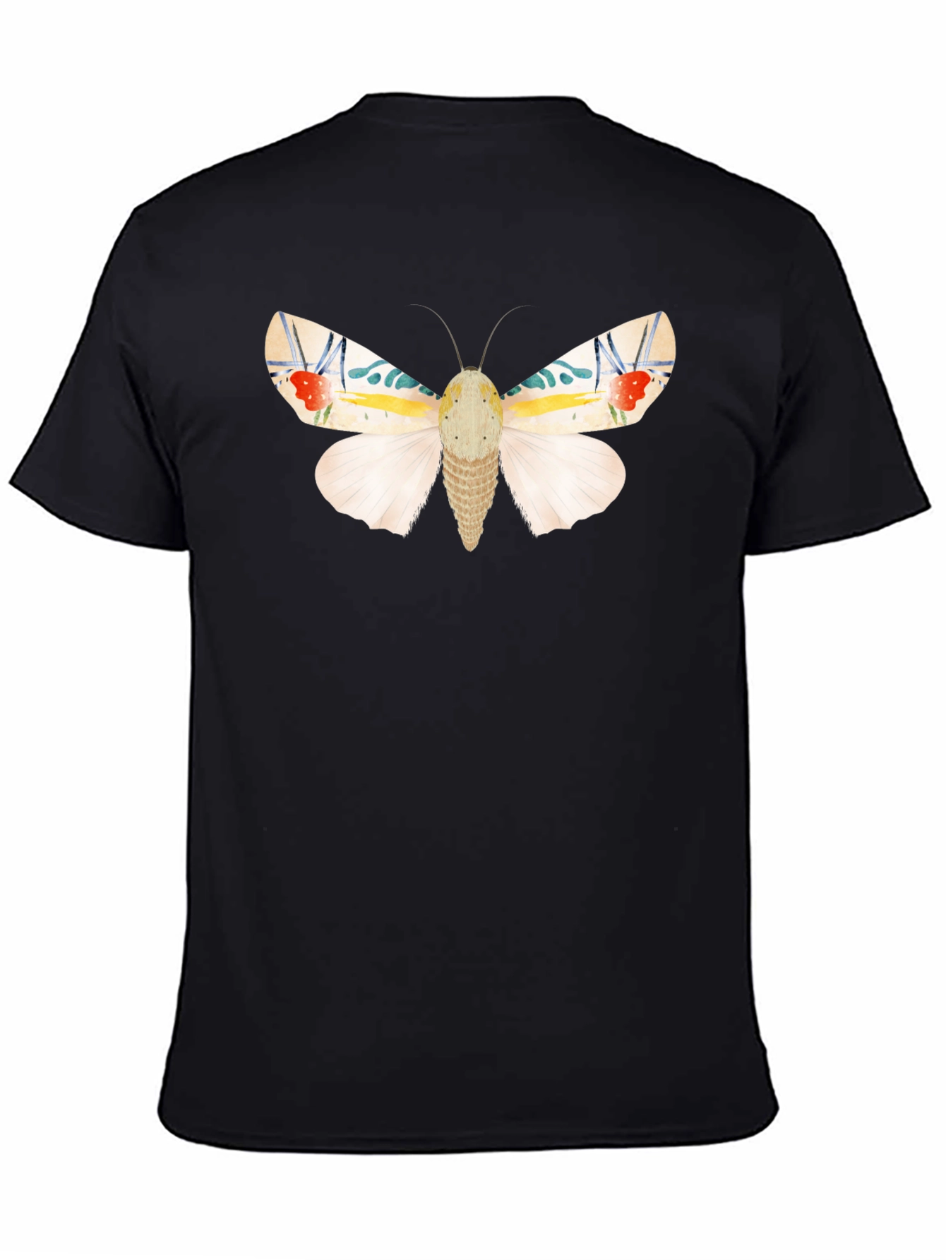 Moth Graphic Tee - Black Cotton T-Shirt