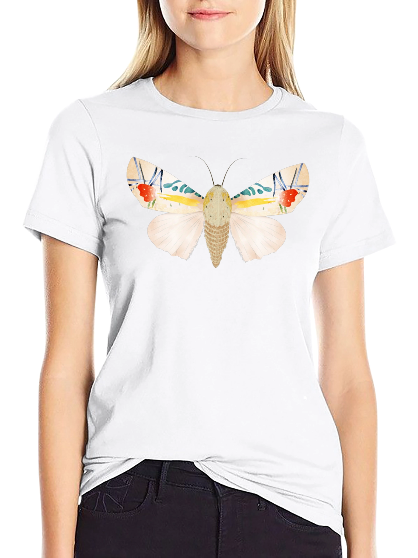 Moth Graphic Tee - Black Cotton T-Shirt