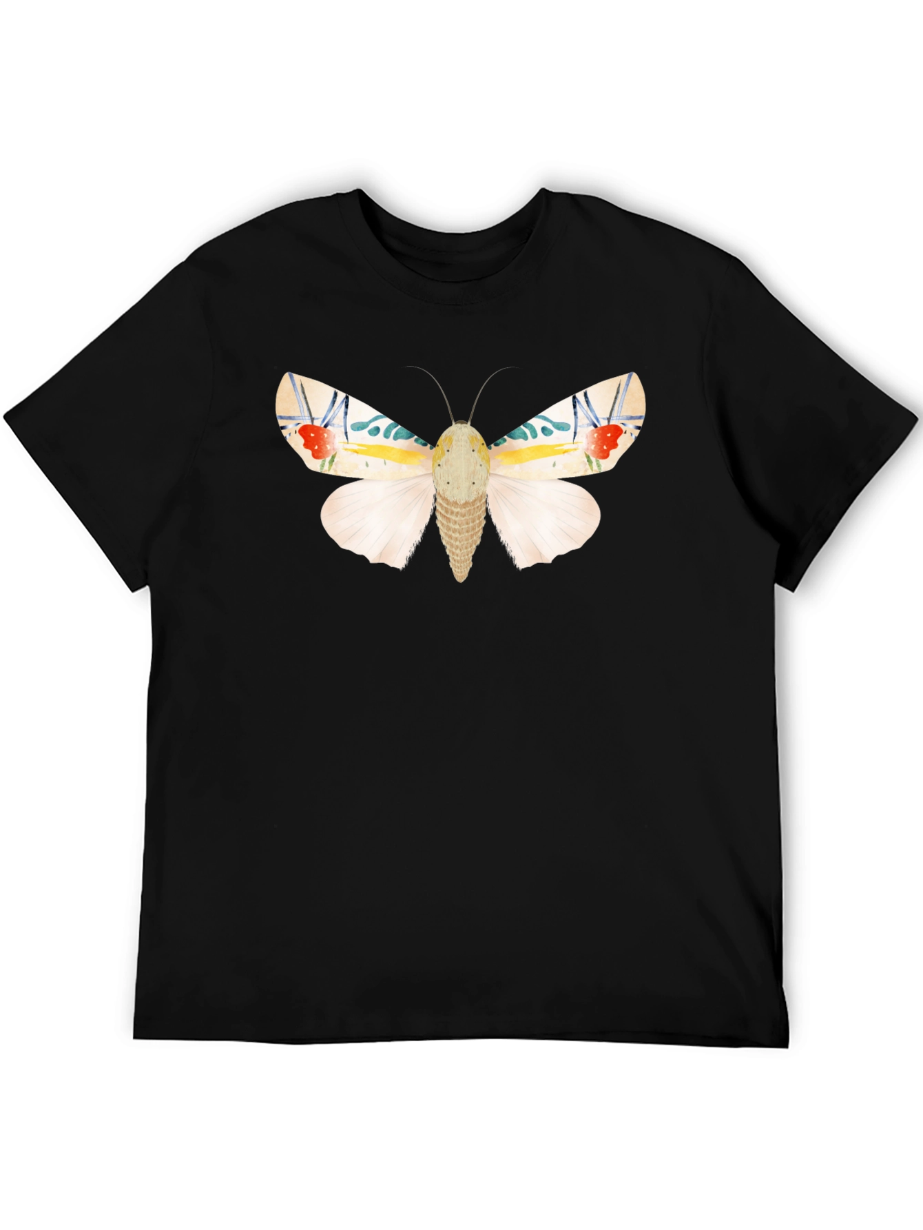 Moth Graphic Tee - Black Cotton T-Shirt
