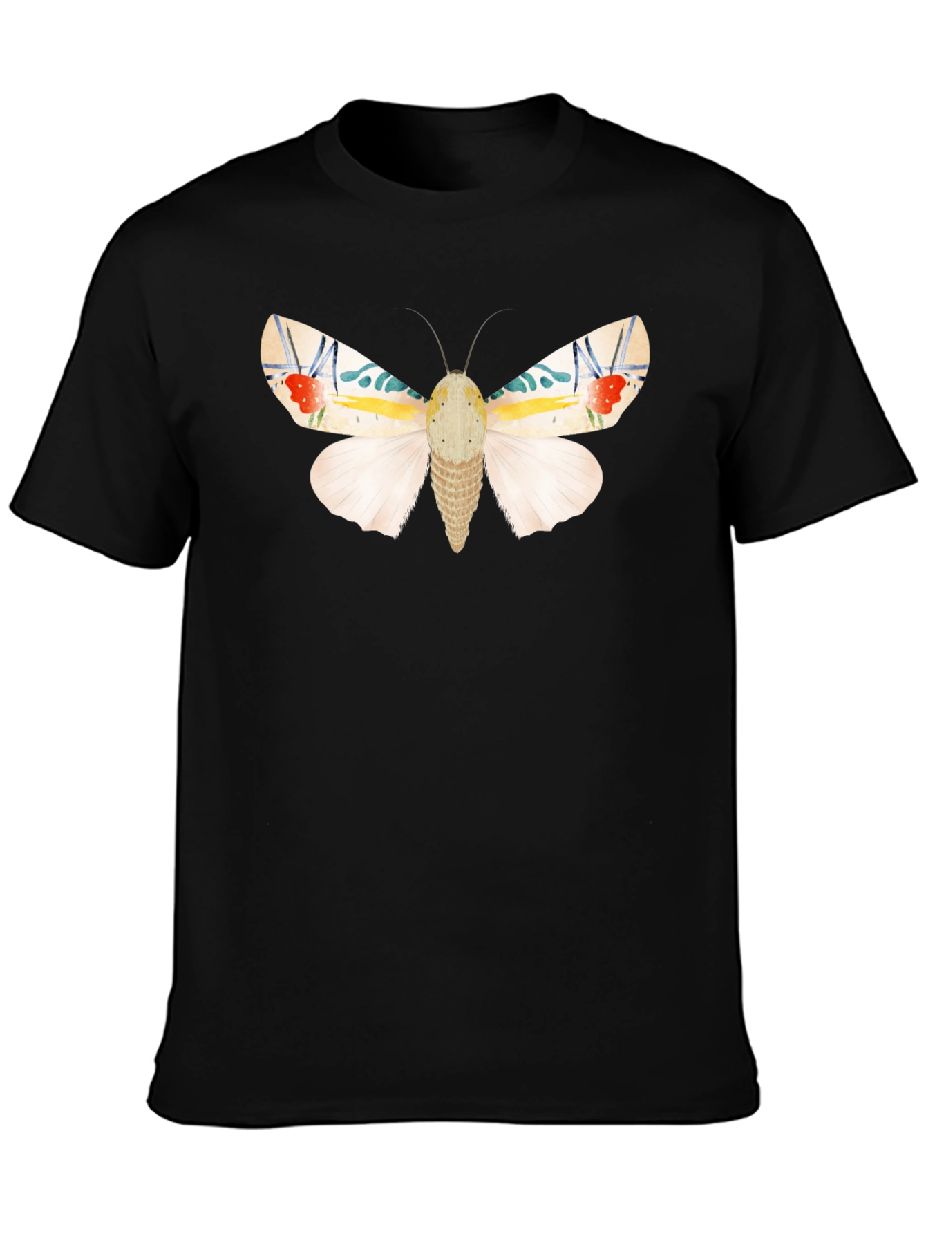 Moth Graphic Tee - Black Cotton T-Shirt