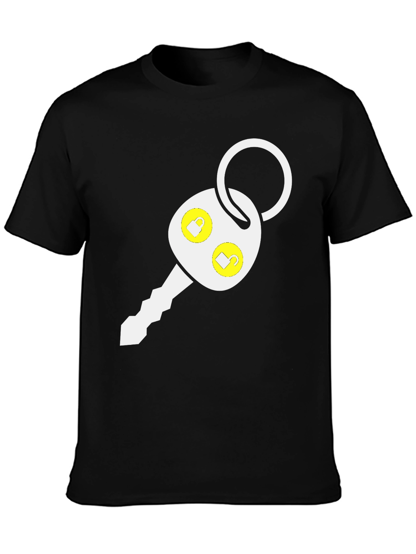 Car Key Graphic Tee - Black Cotton Blend T-Shirt