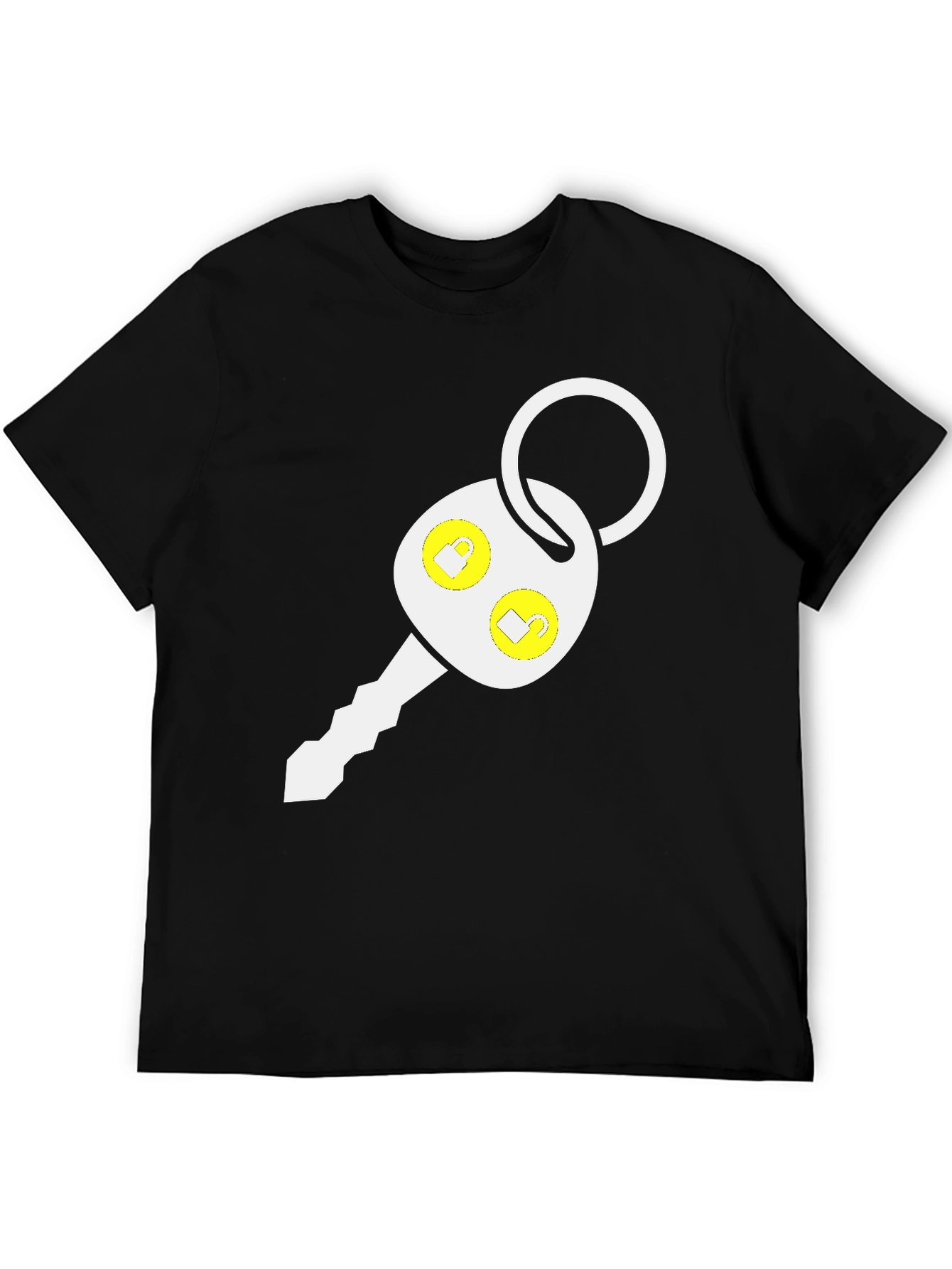Car Key Graphic Tee - Black Cotton Blend T-Shirt