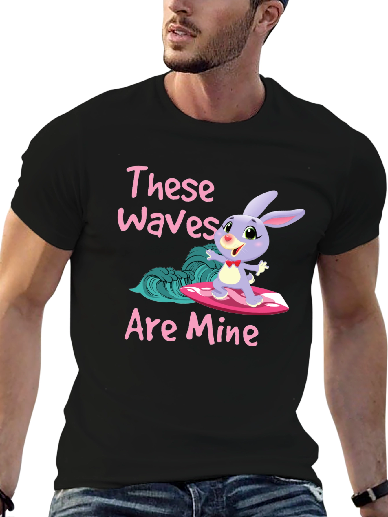 Surfing Bunny T-Shirt - These Waves Are Mine!