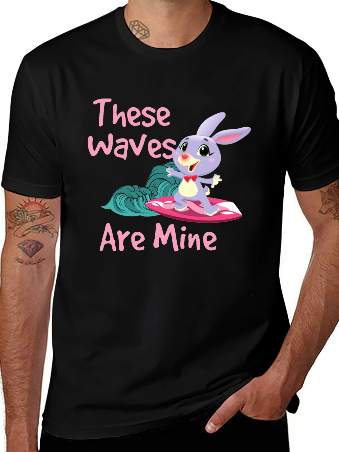 Surfing Bunny T-Shirt - These Waves Are Mine!