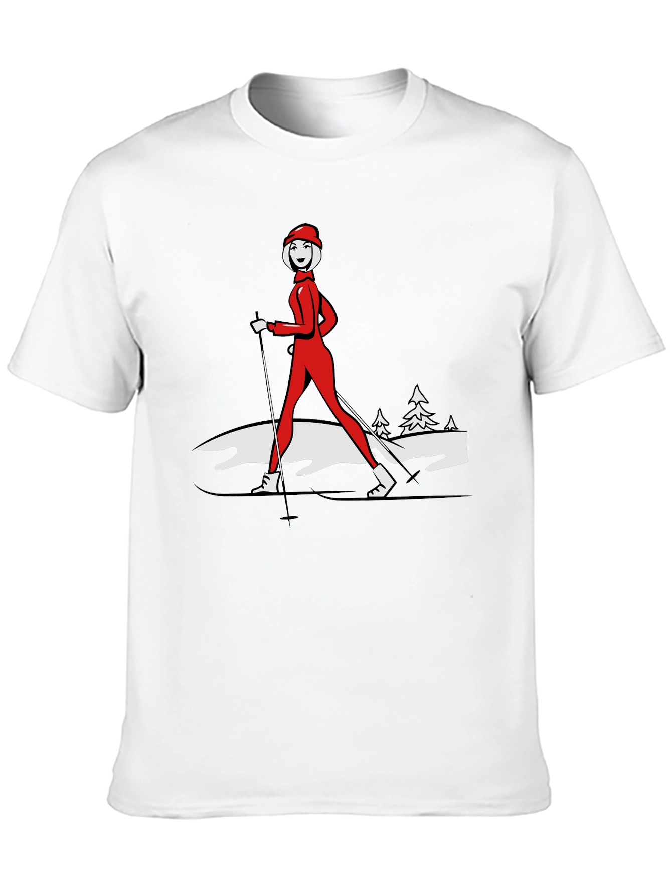 Retro Skiing T-Shirt - Womens Winter Sportswear