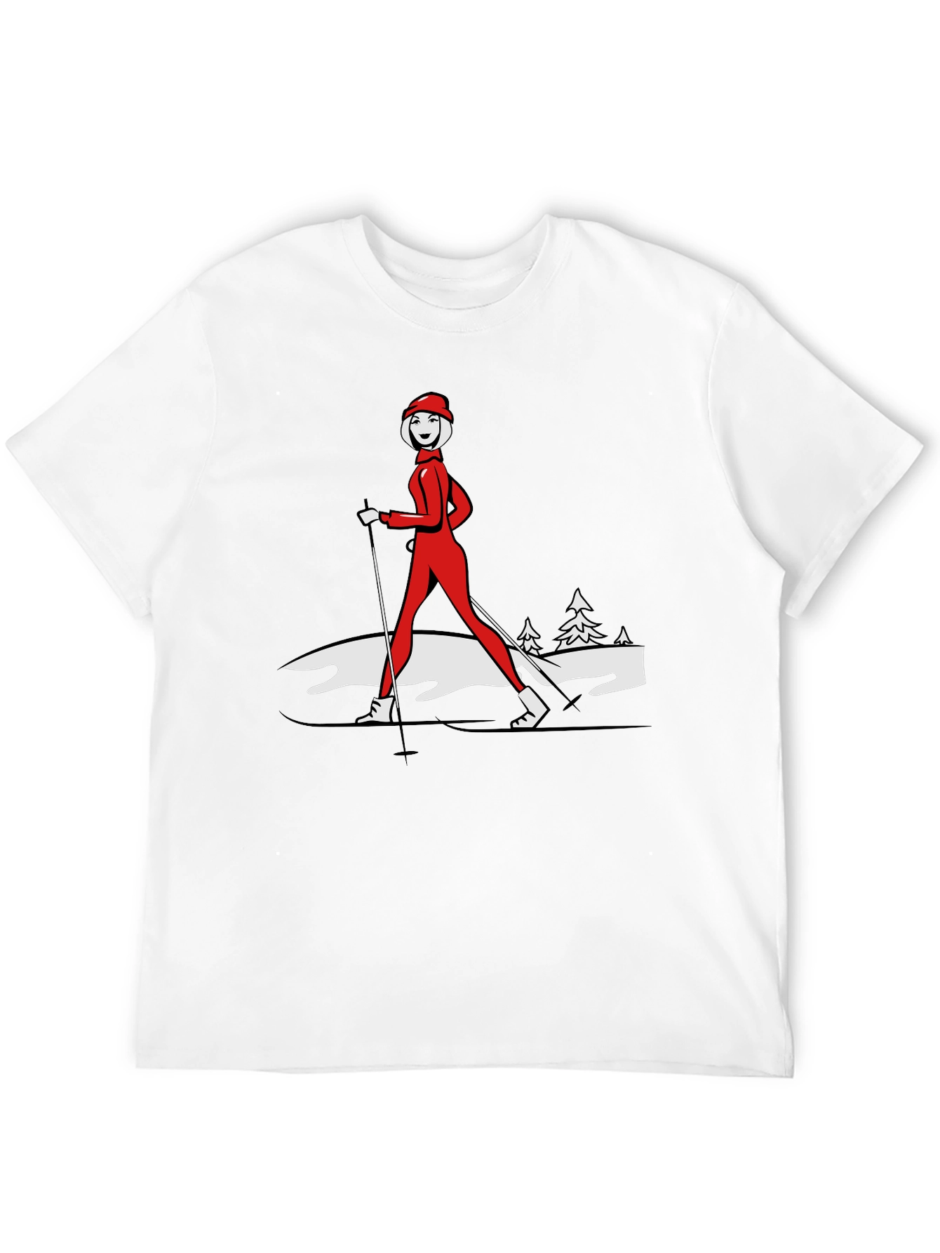 Retro Skiing T-Shirt - Womens Winter Sportswear