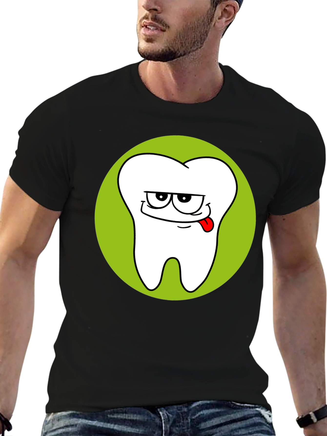 Funny Tooth Graphic Black T-Shirt