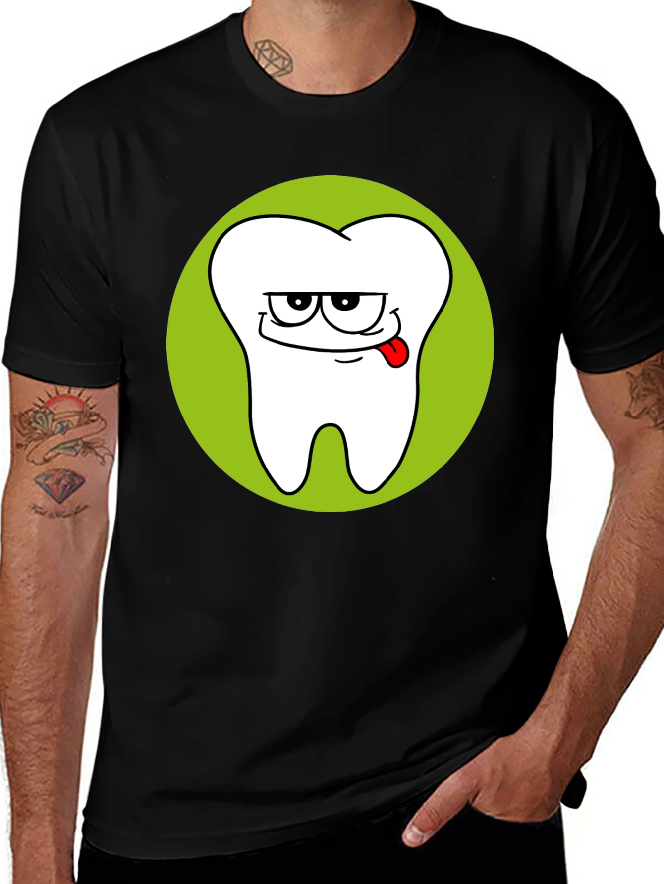 Funny Tooth Graphic Black T-Shirt