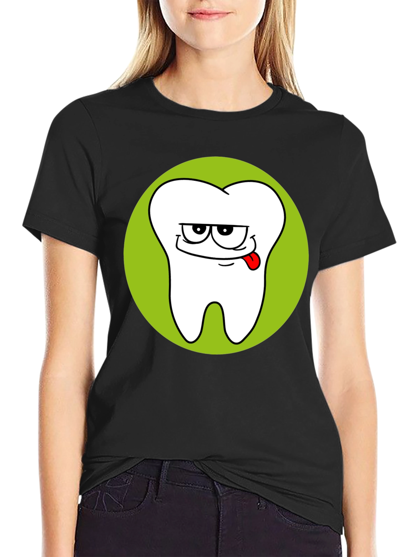 Funny Tooth Graphic Black T-Shirt