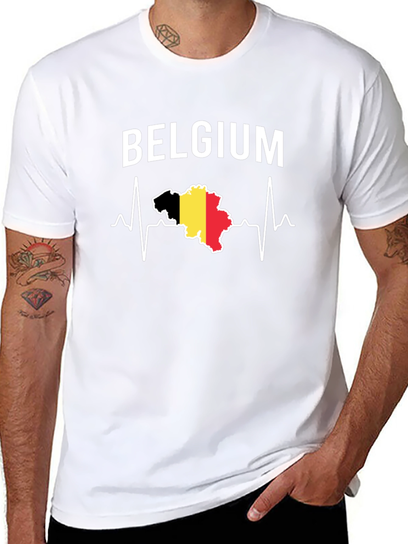 Belgium Heartbeat T-Shirt - Black Graphic Tee