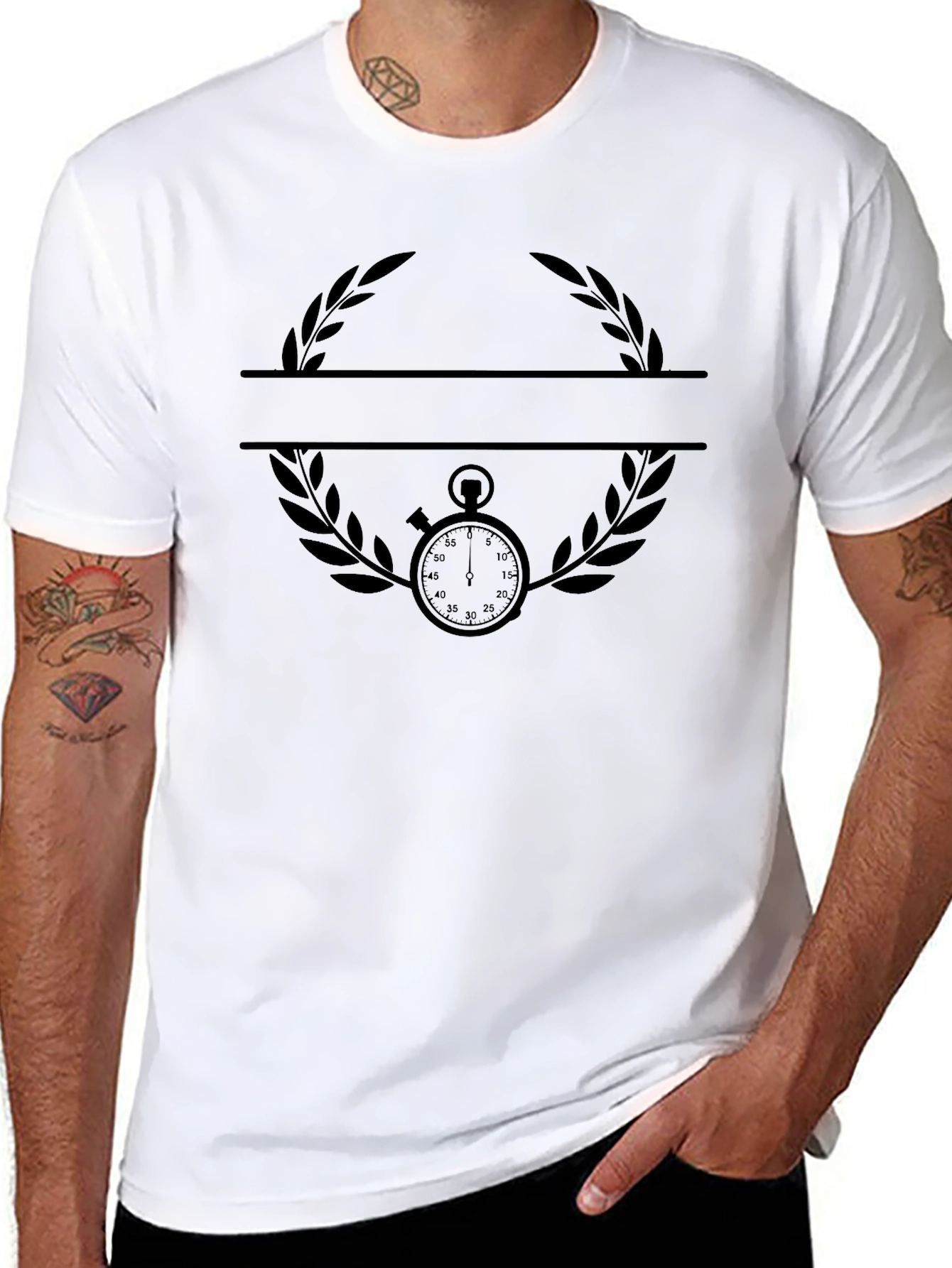 Stopwatch Laurel Graphic Tee - Black