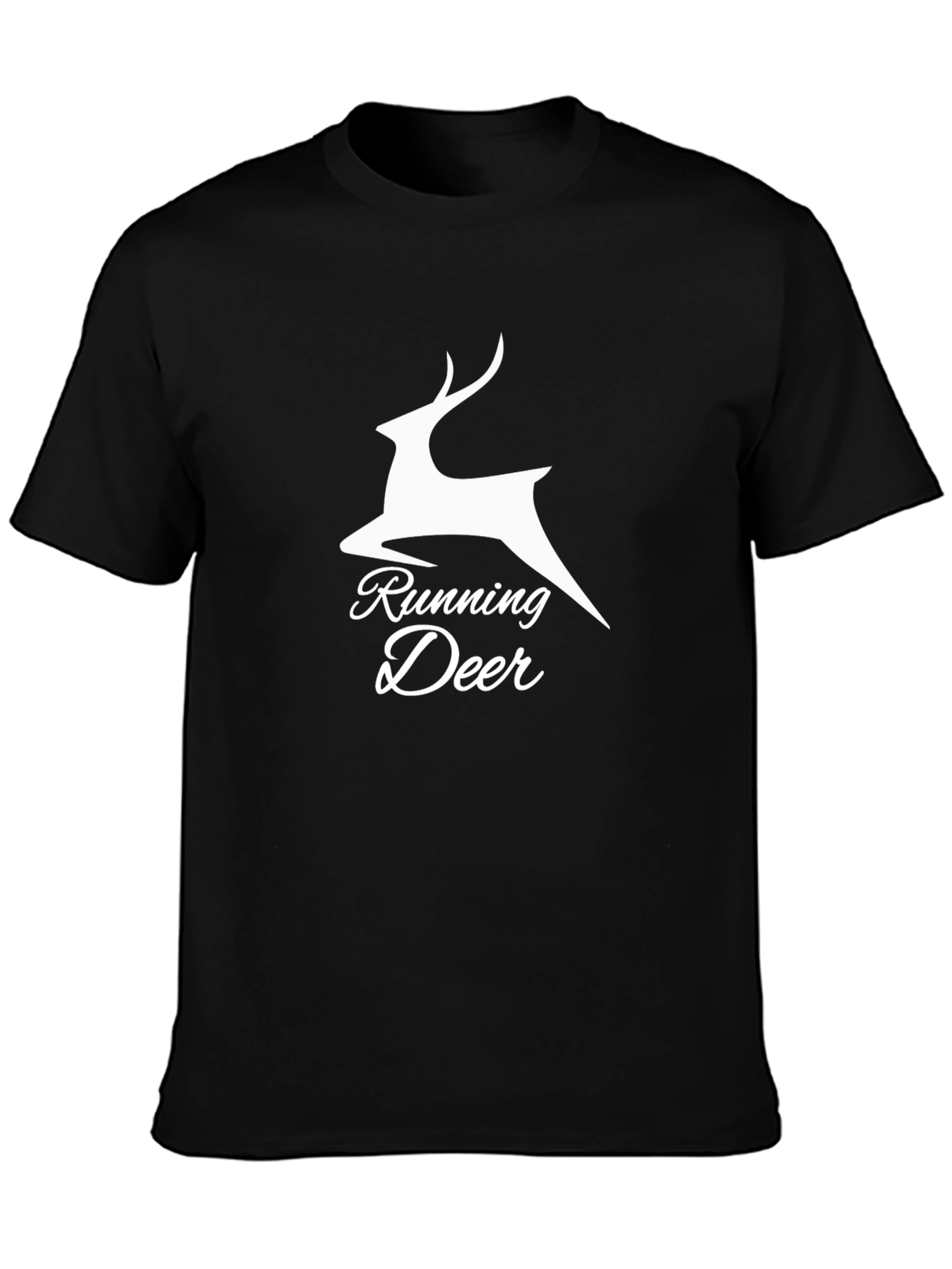 Running Deer Graphic Tee - Black Cotton Blend