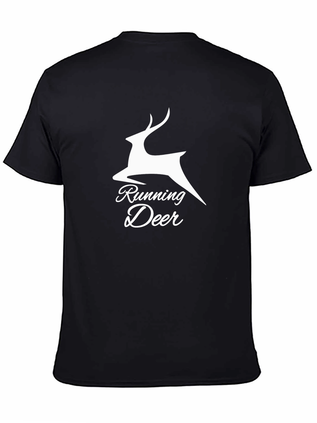 Running Deer Graphic Tee - Black Cotton Blend