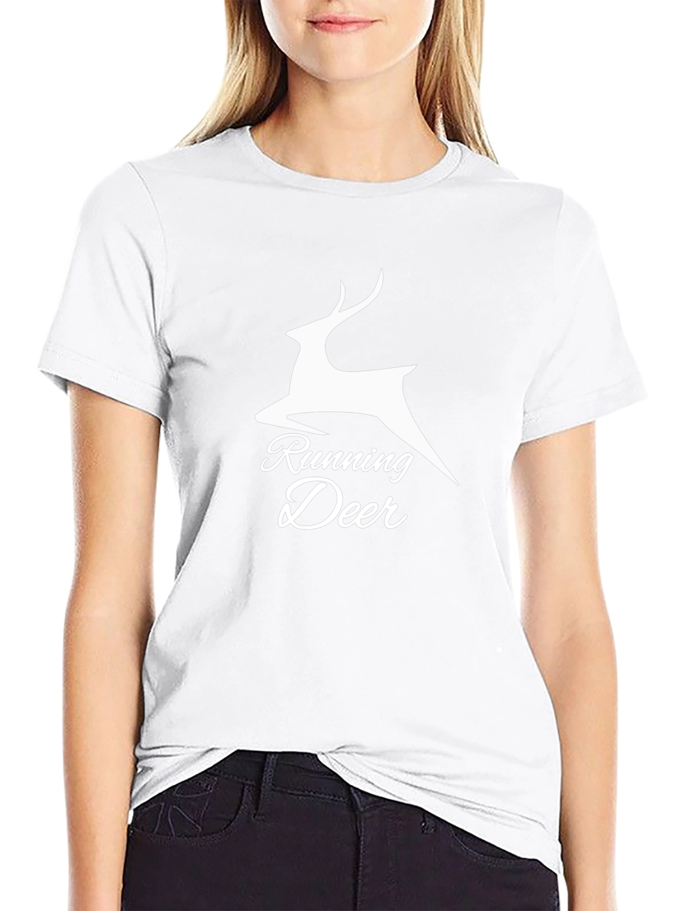 Running Deer Graphic Tee - Black Cotton Blend