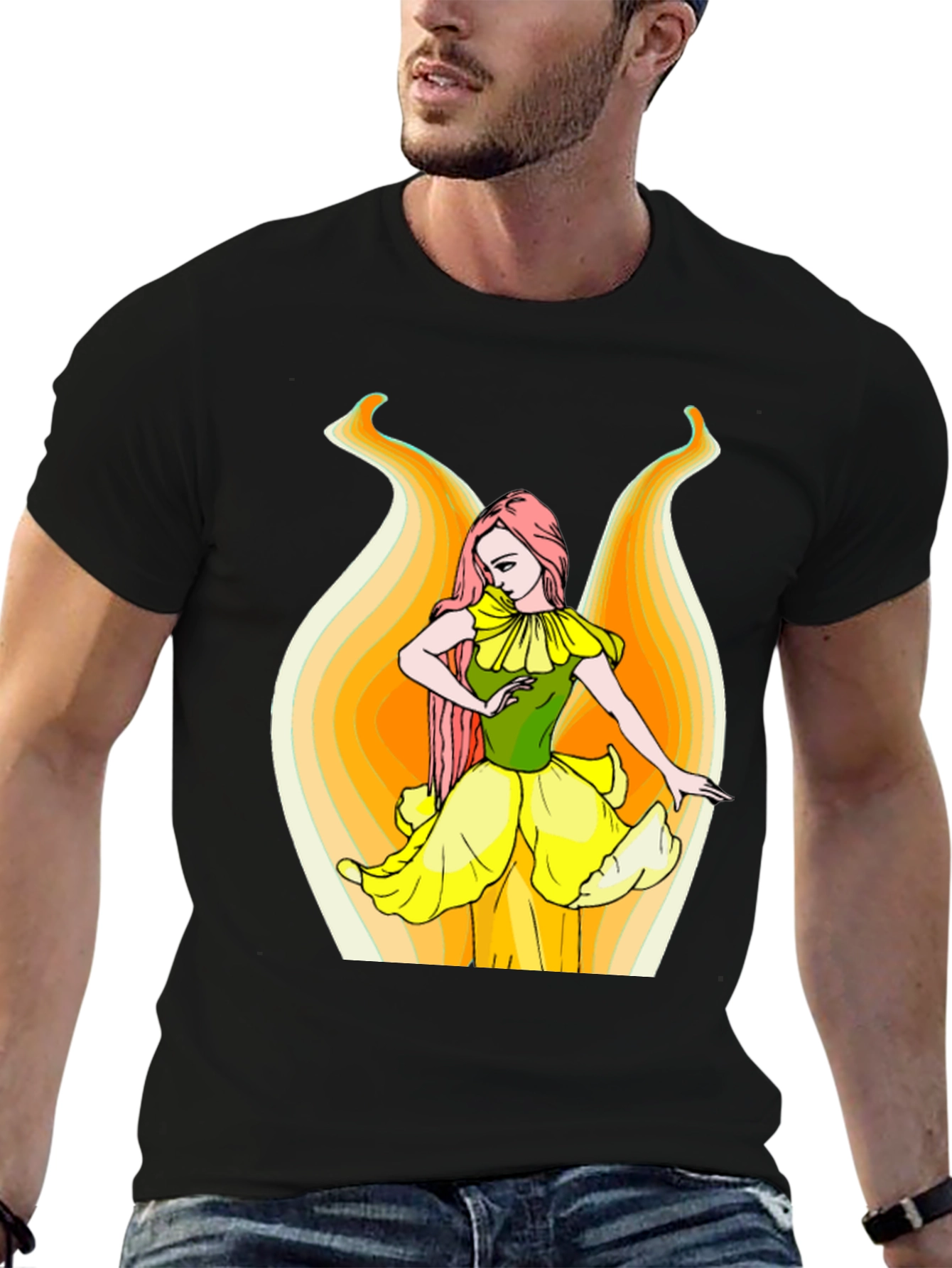 Floral Fairy Graphic T-Shirt - Black