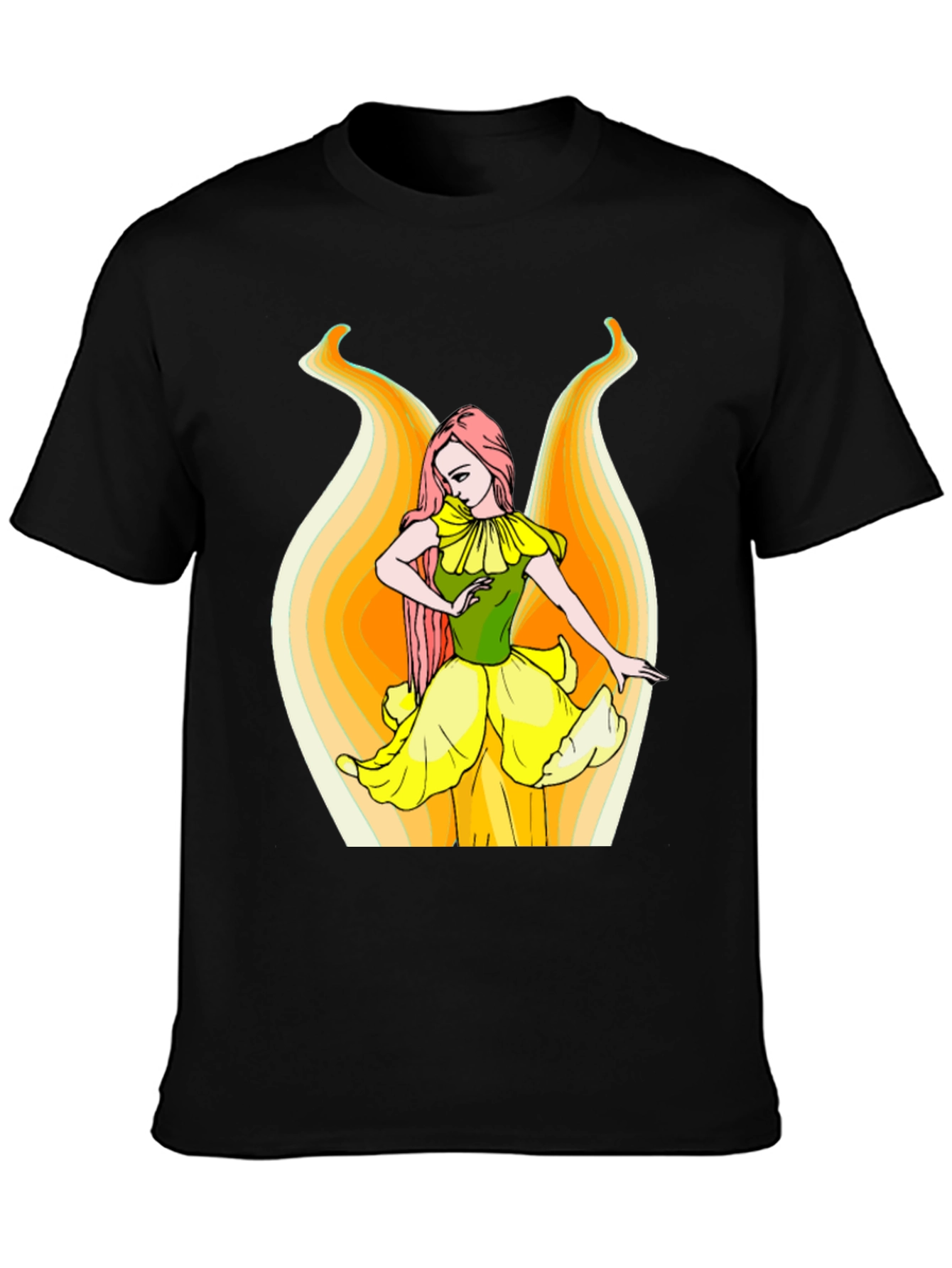 Floral Fairy Graphic T-Shirt - Black