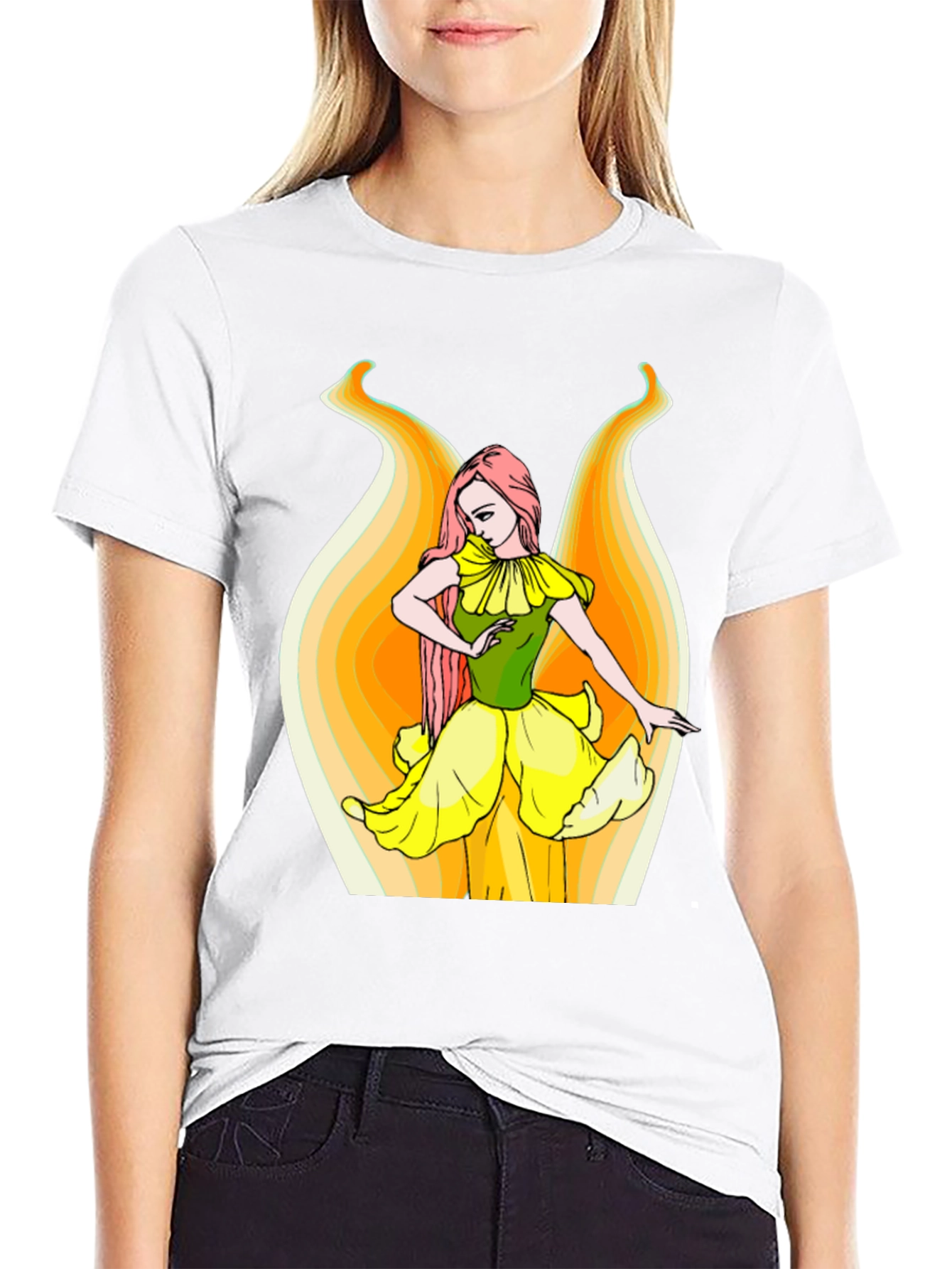Floral Fairy Graphic T-Shirt - Black
