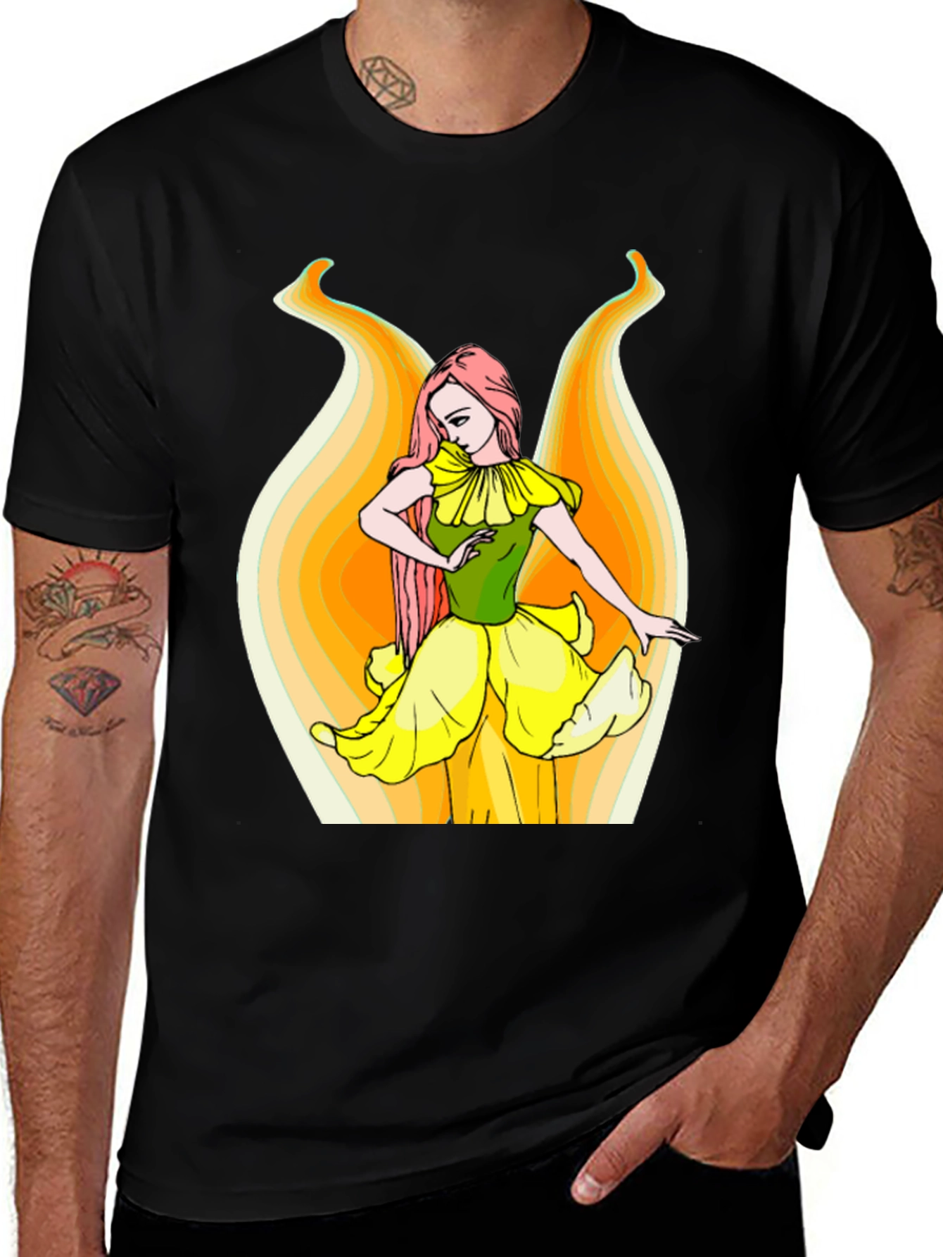 Floral Fairy Graphic T-Shirt - Black