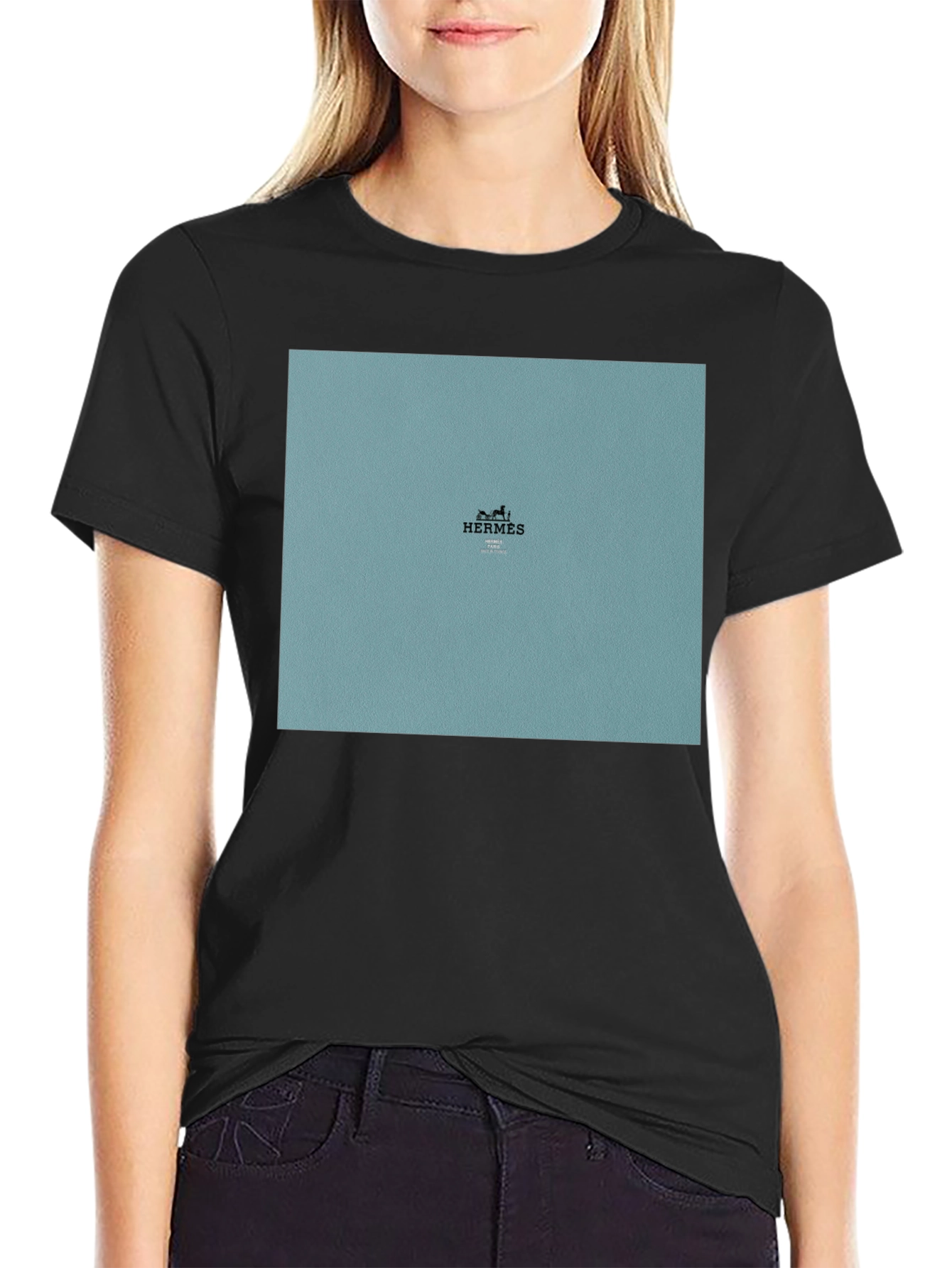 Hermes Graphic Print Black T-Shirt