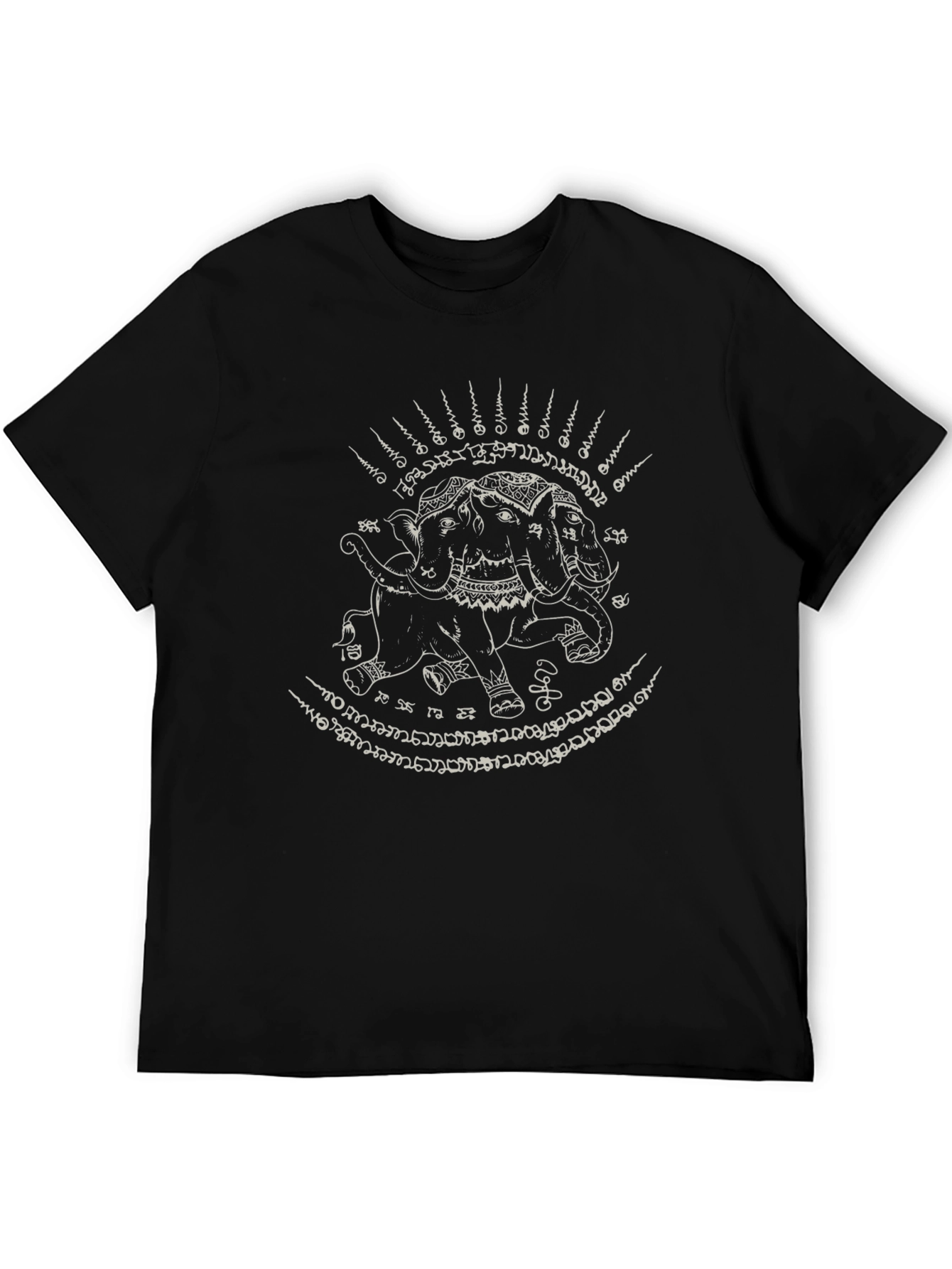 Three-Headed Elephant Graphic Tee - Unique Thai Design