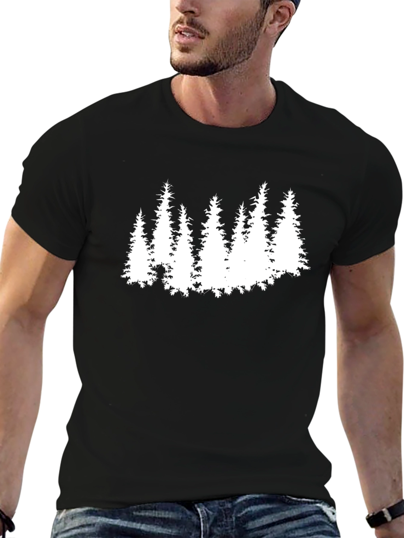 Evergreen Forest Graphic Tee - Black