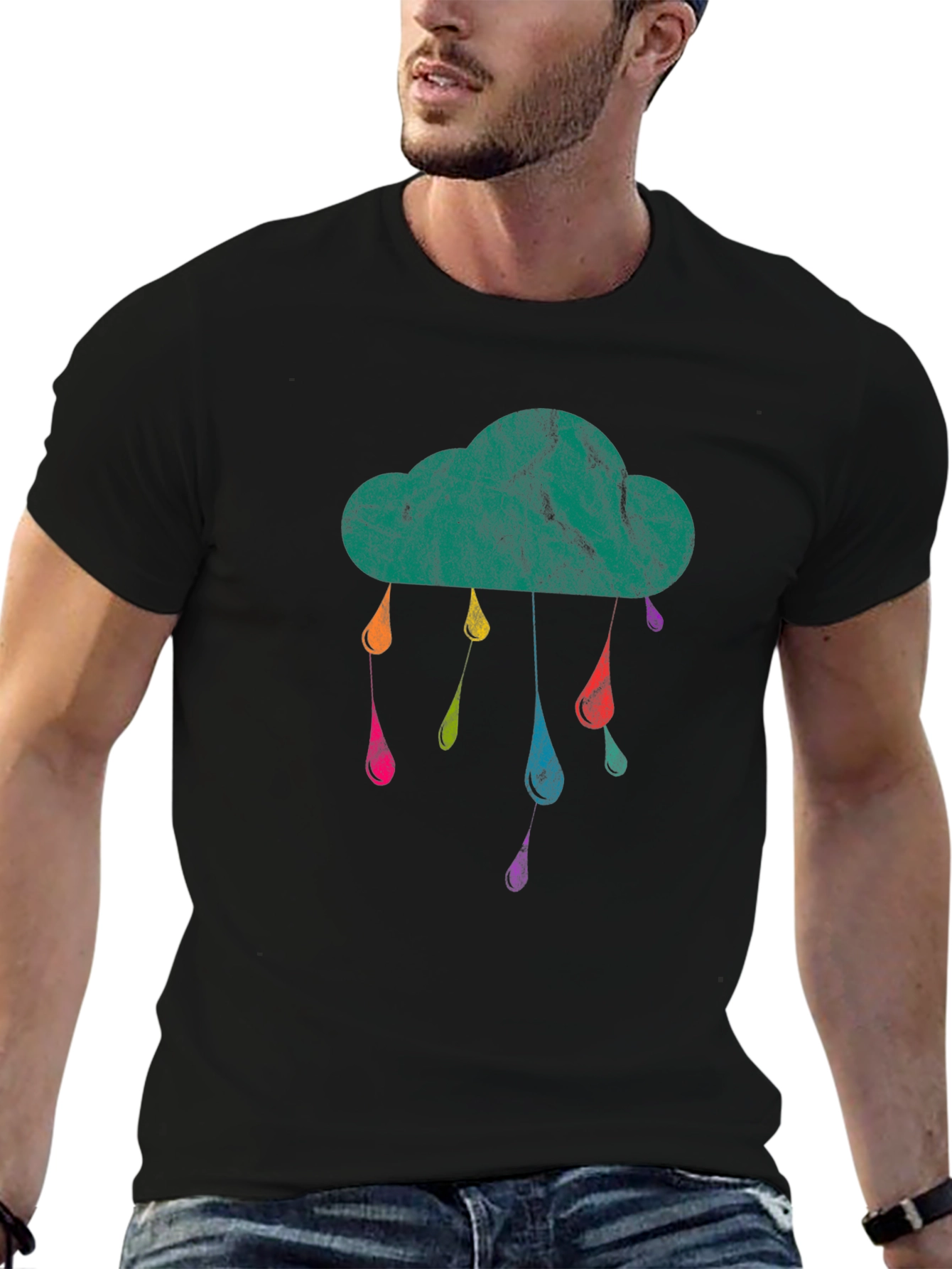 Cloud Raindrop Graphic Tee - Black