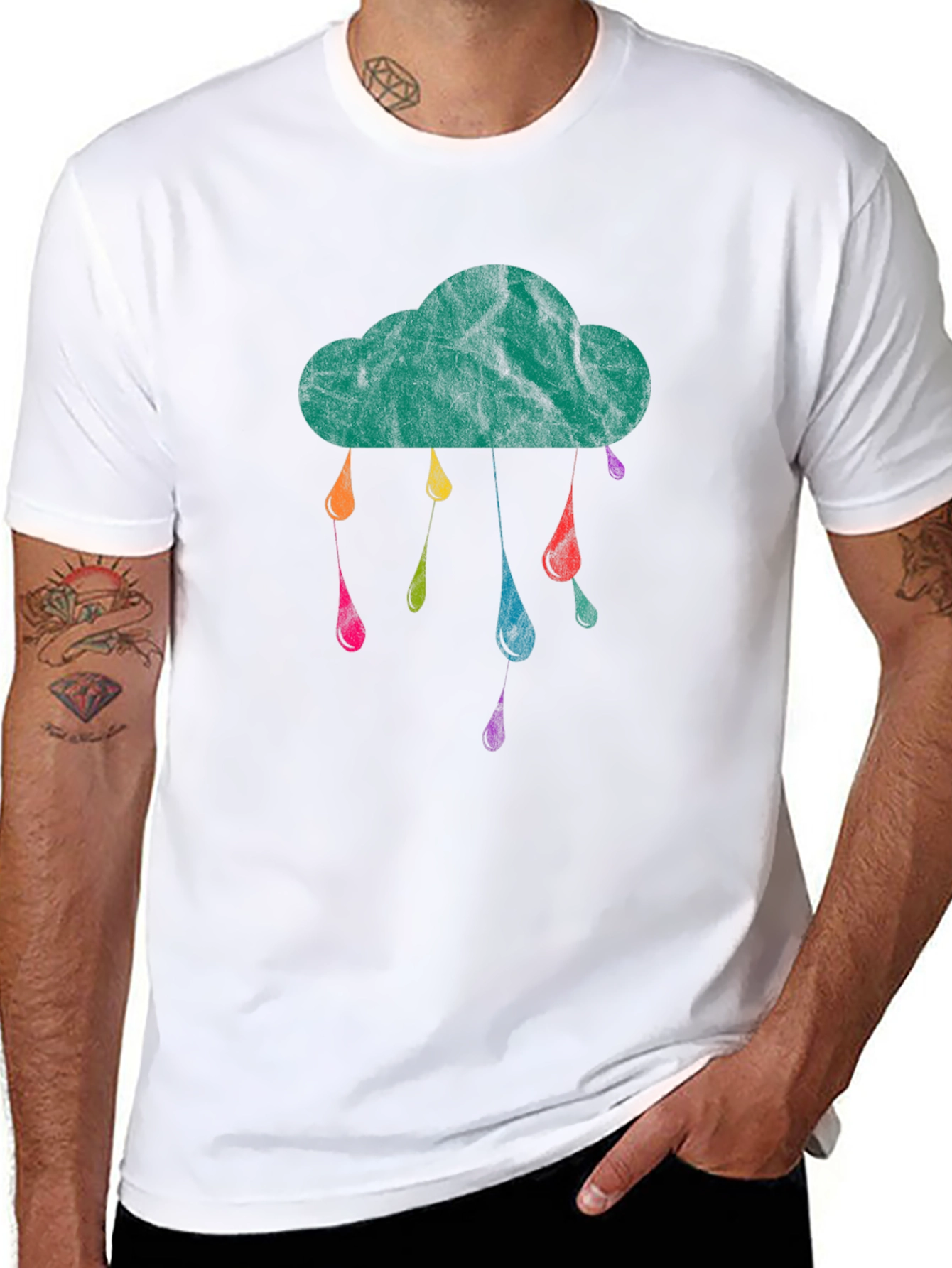 Cloud Raindrop Graphic Tee - Black