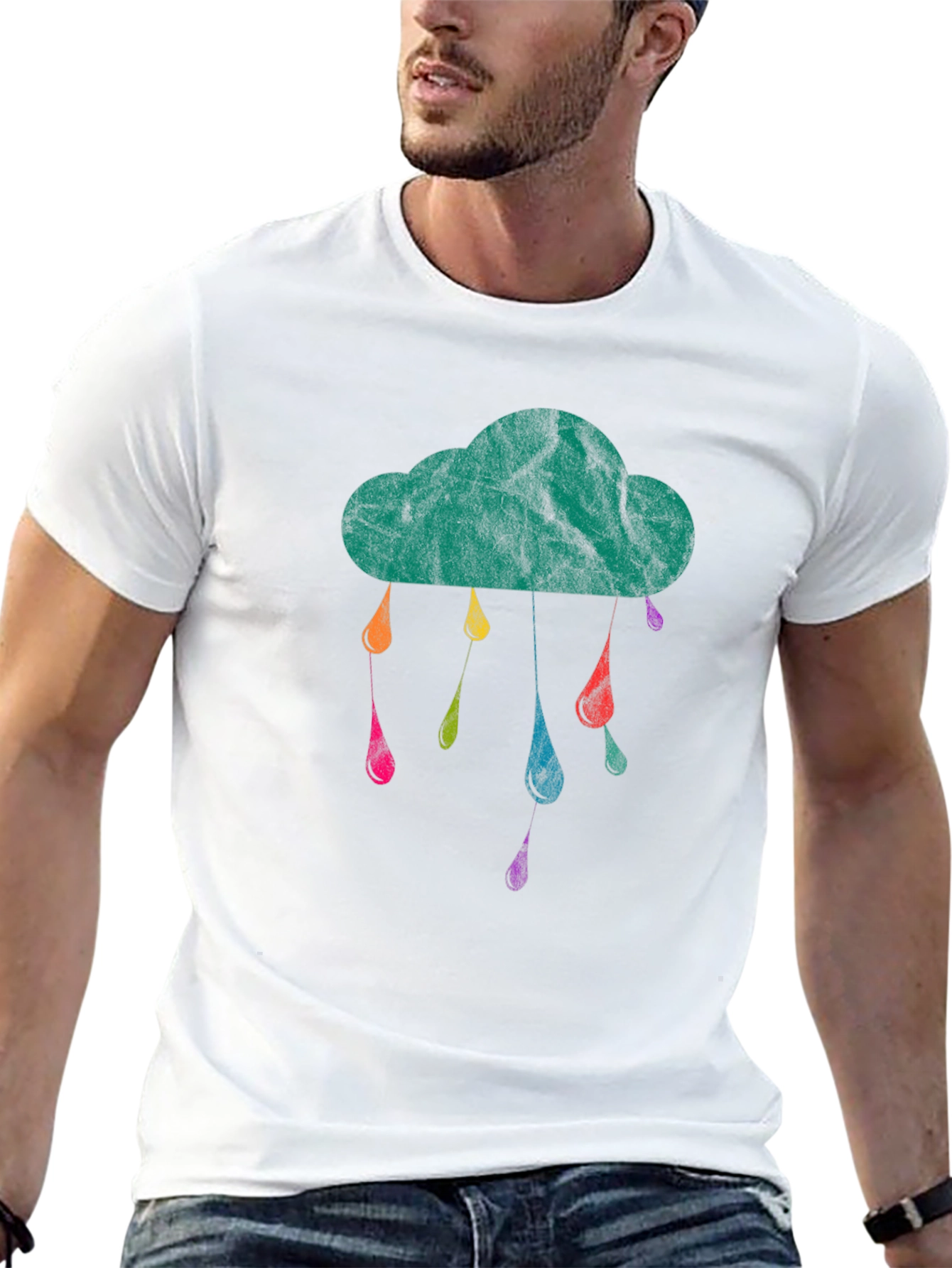Cloud Raindrop Graphic Tee - Black