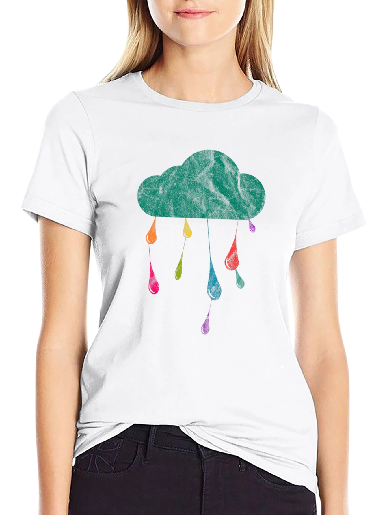 Cloud Raindrop Graphic Tee - Black