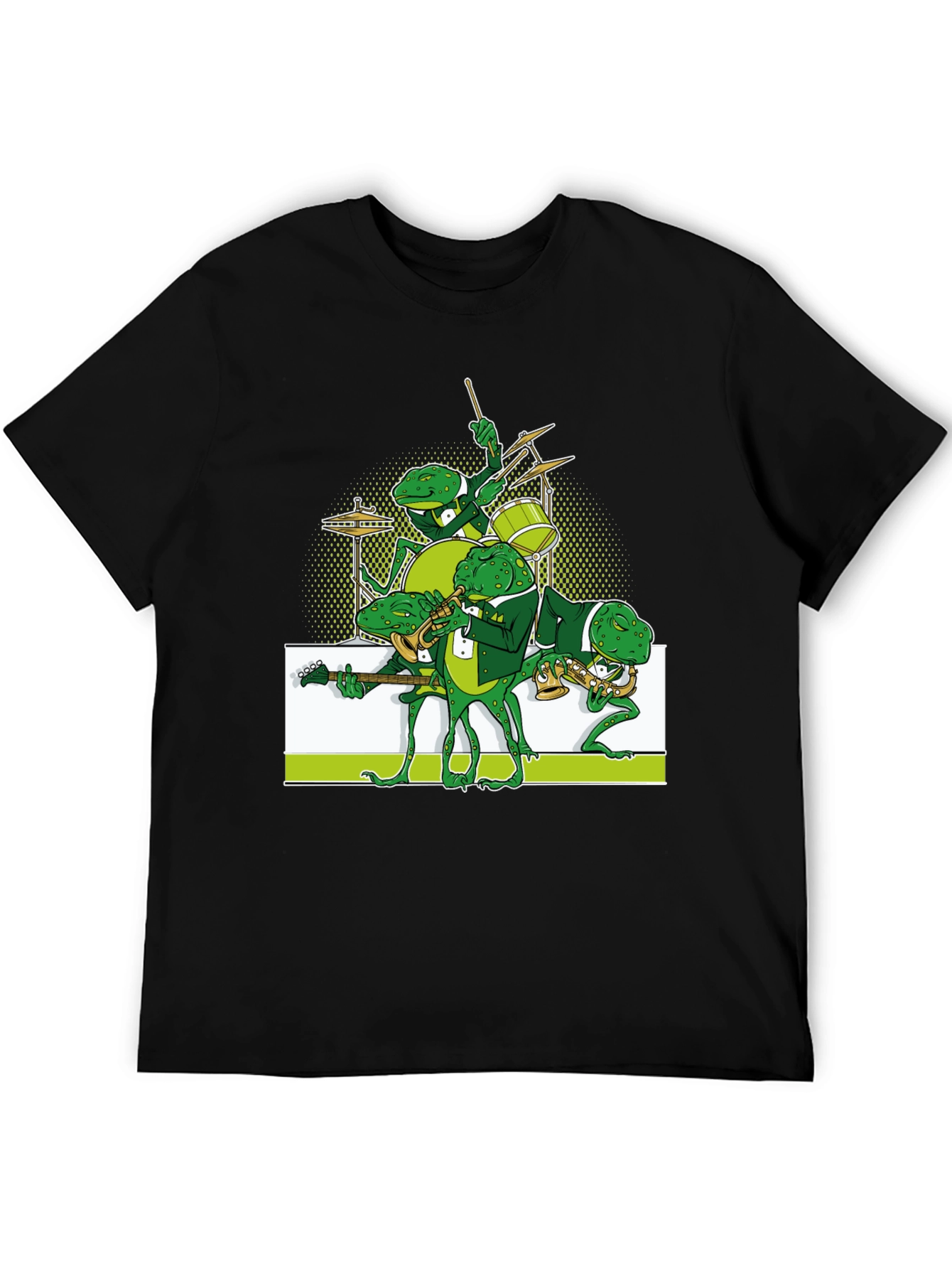 Frog Band Graphic Tee - Black Casual T-Shirt