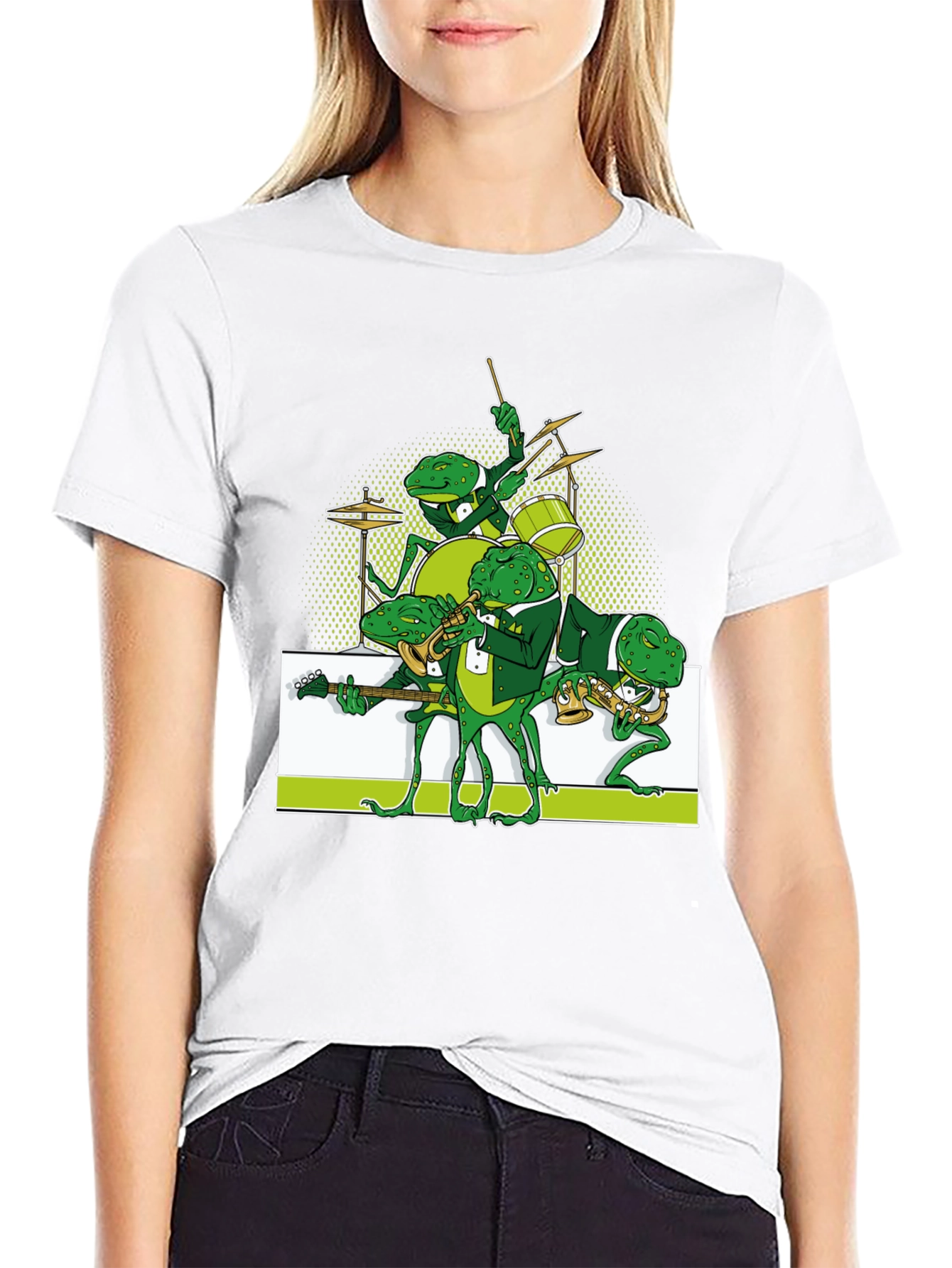 Frog Band Graphic Tee - Black Casual T-Shirt