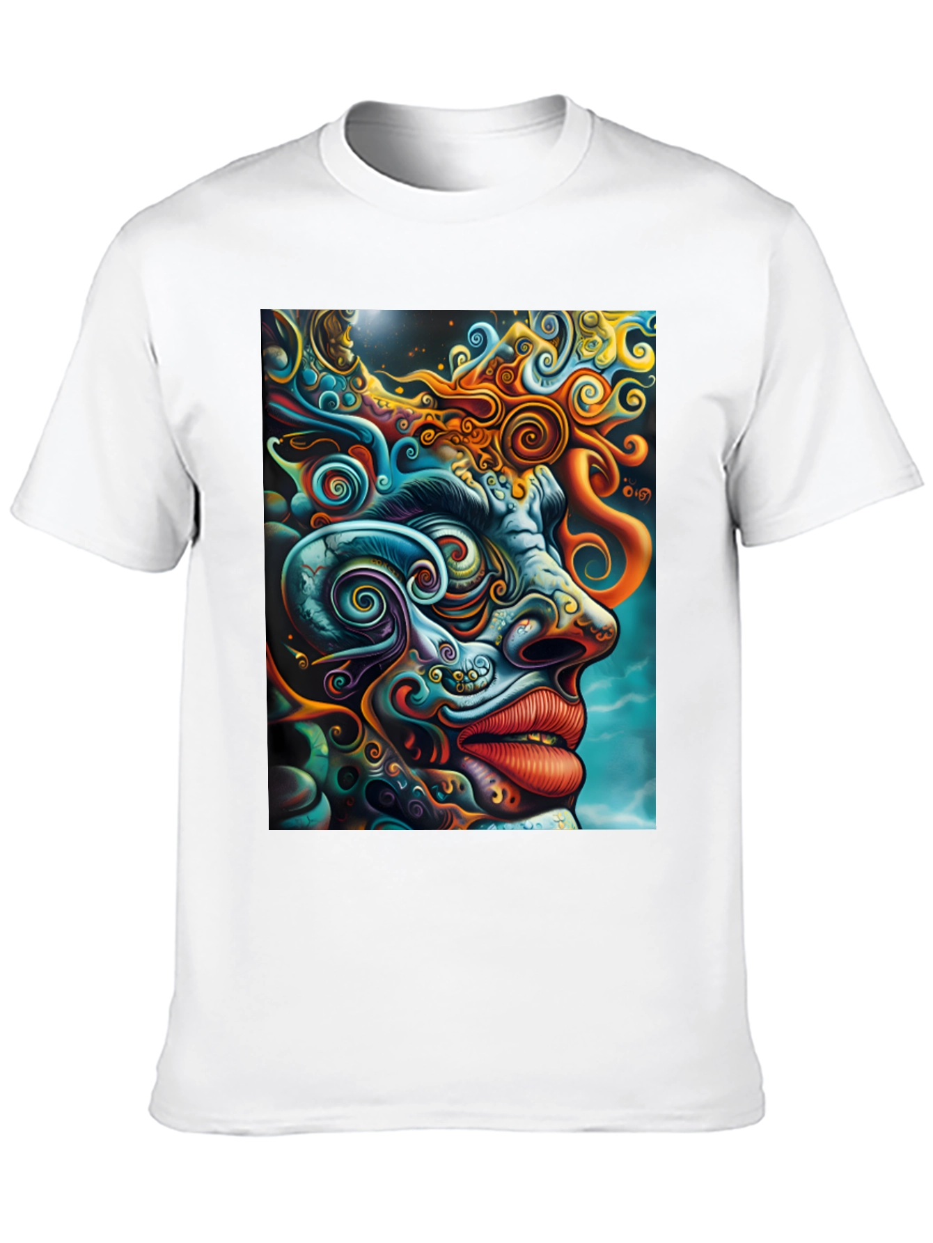 Psychedelic Face Graphic Tee - Vibrant Art